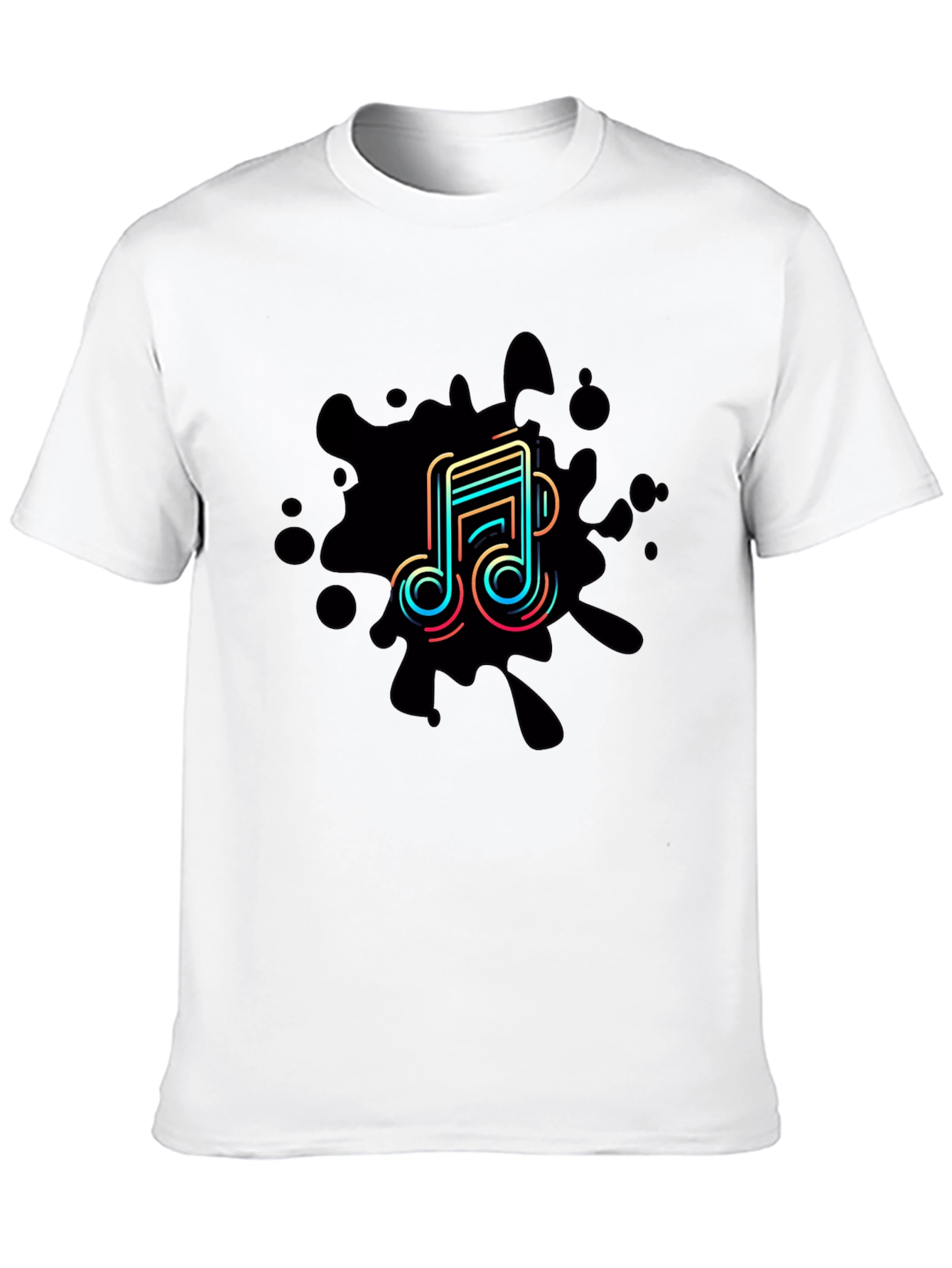 Trendy Music Note Graphic Black T-Shirt