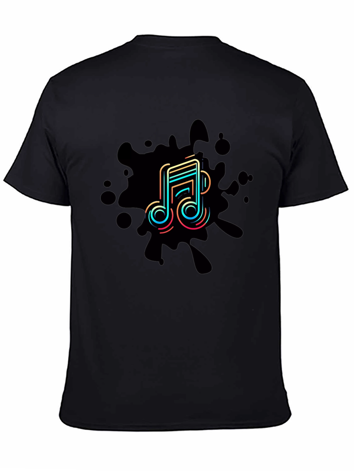 Trendy Music Note Graphic Black T-Shirt