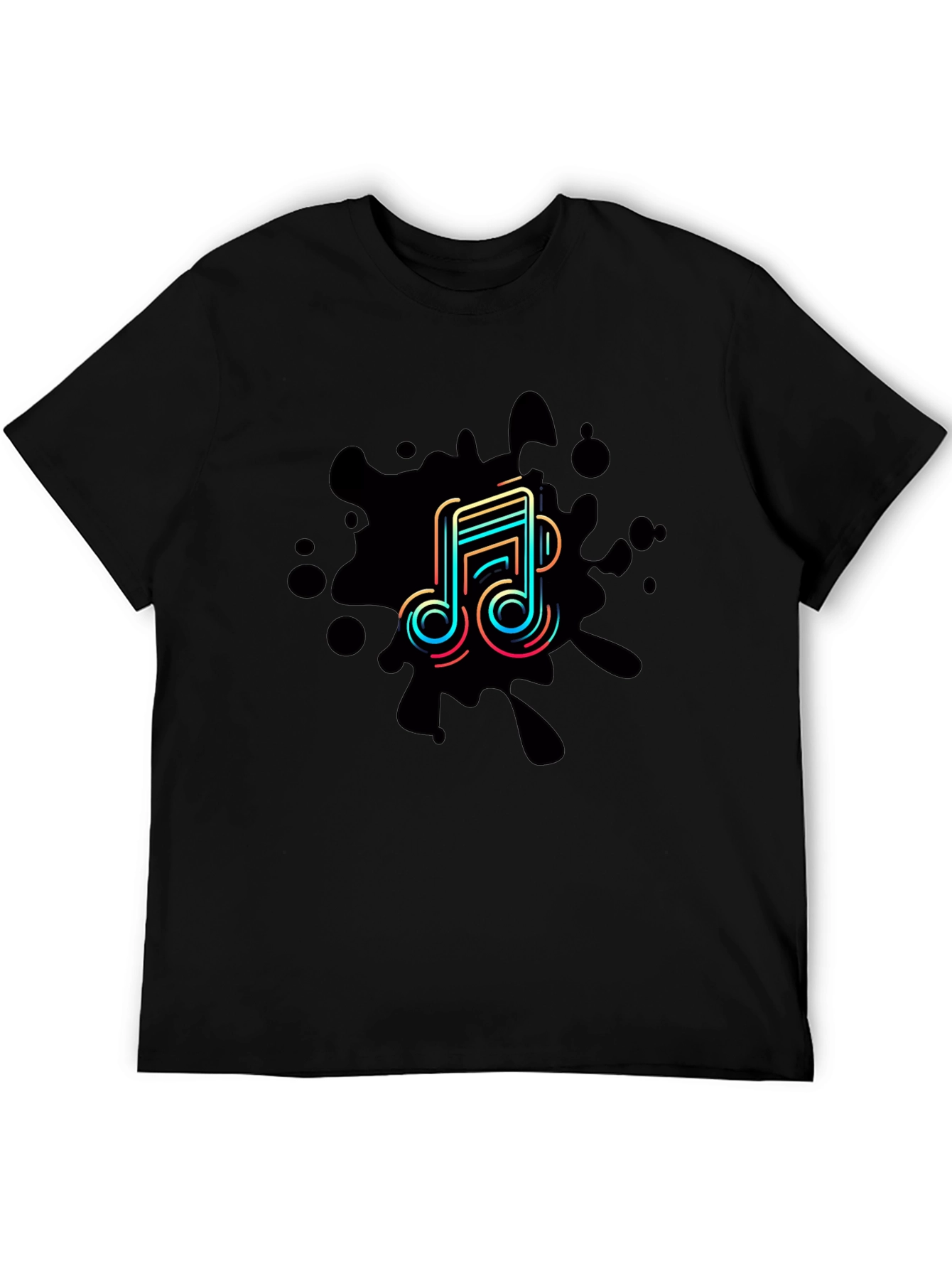 Trendy Music Note Graphic Black T-Shirt