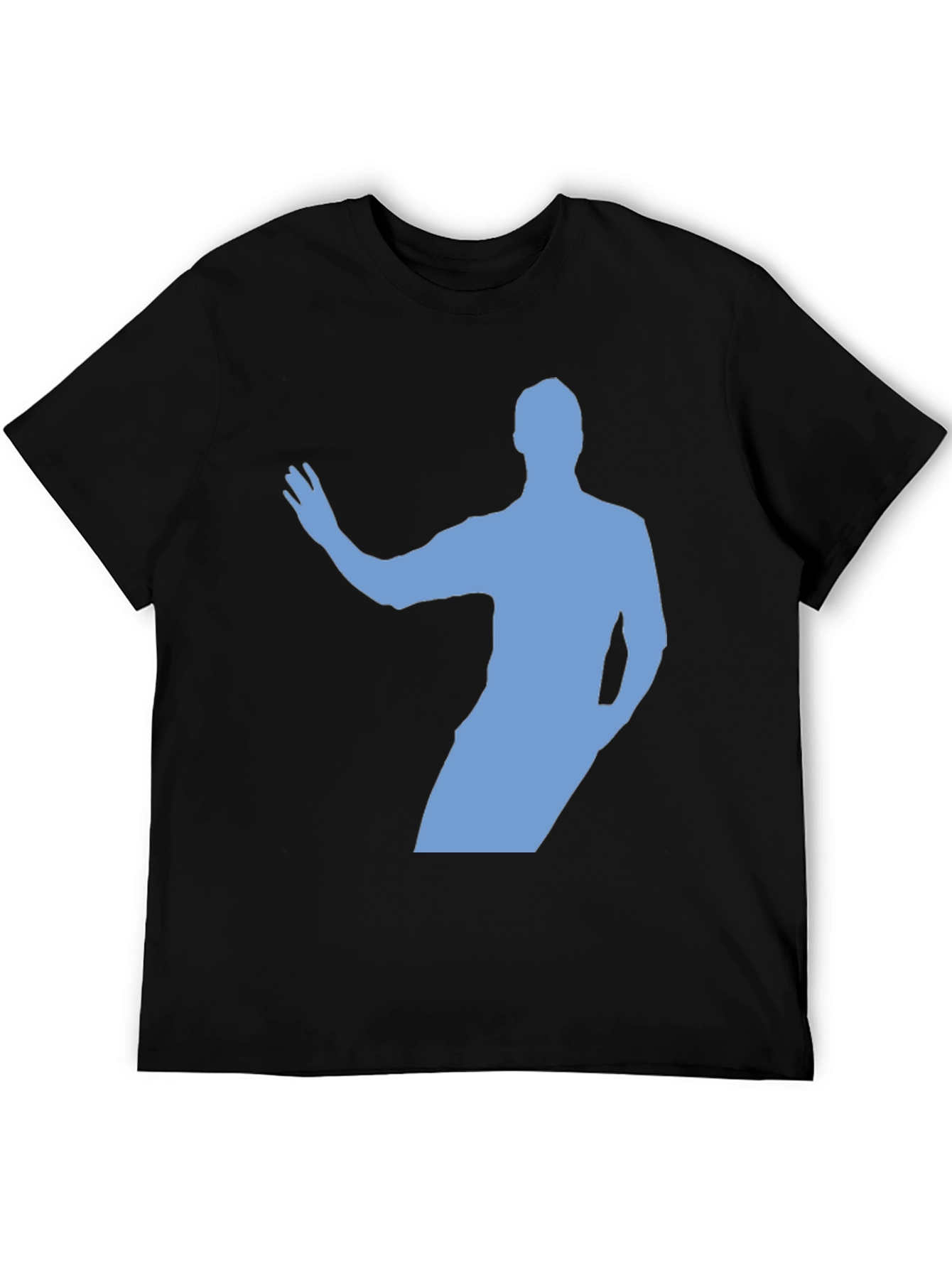 Black T-Shirt with Light Blue Figure Silhouette Design