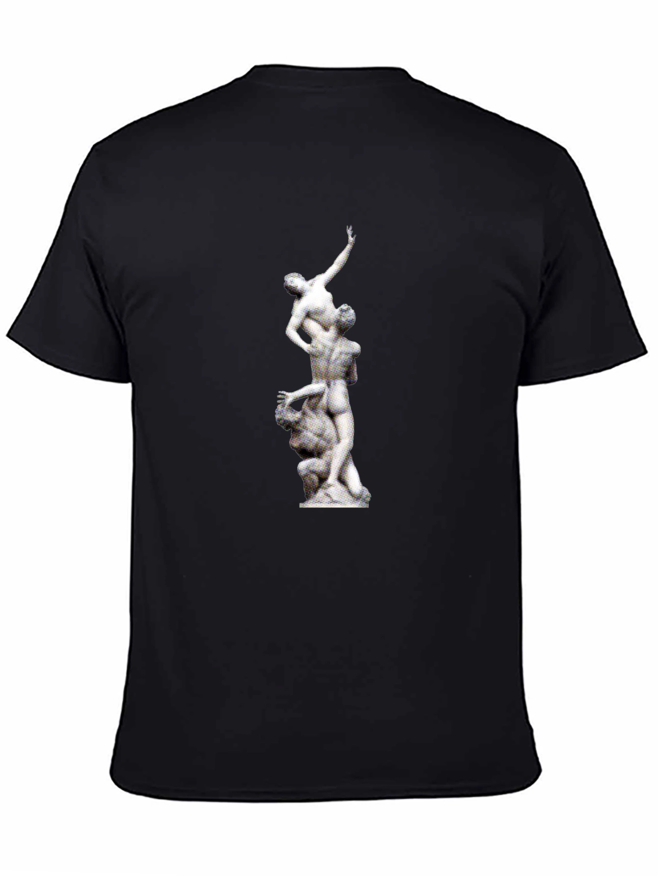 Statue Print Black Crew Neck T-Shirt