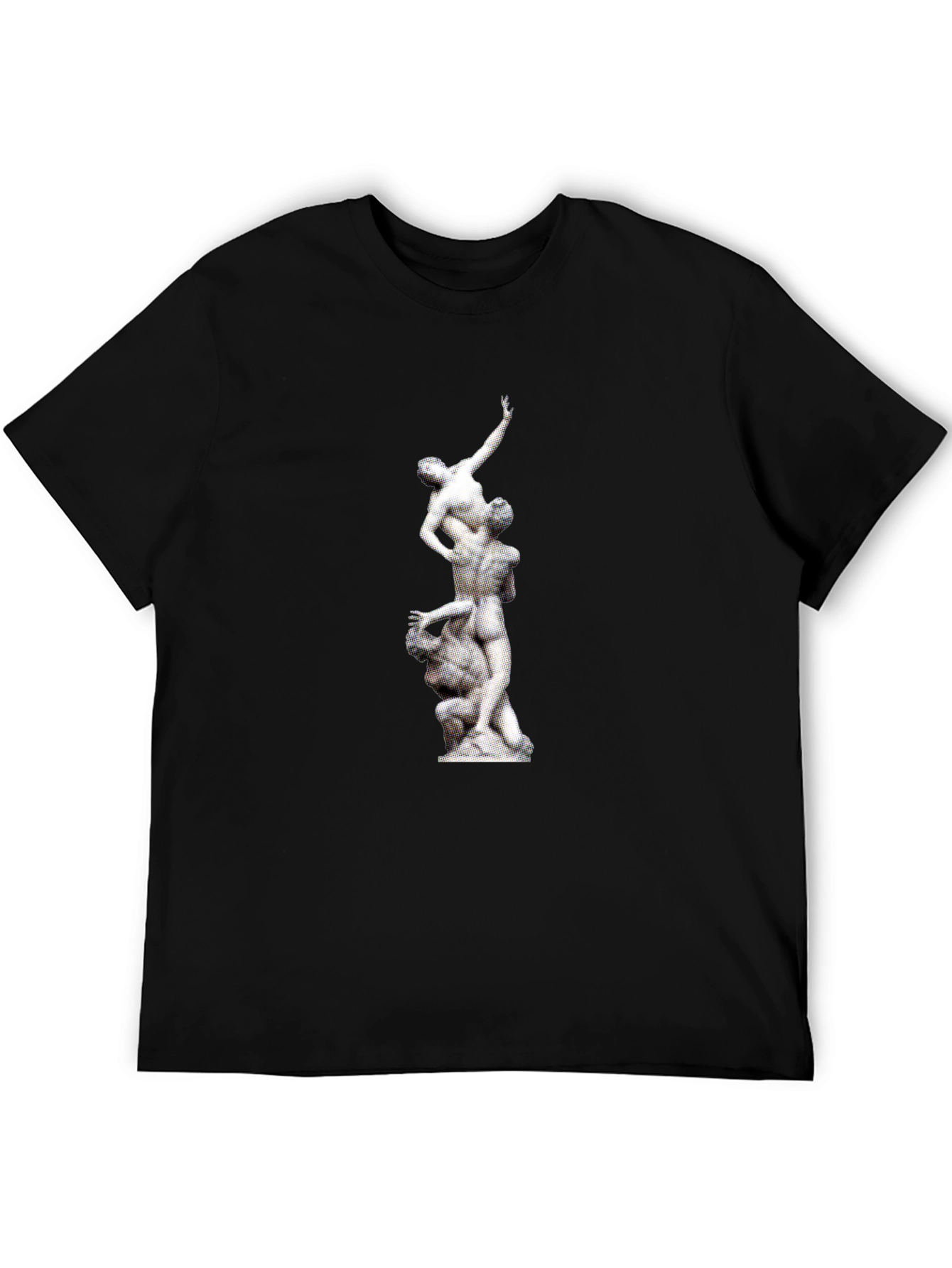 Statue Print Black Crew Neck T-Shirt