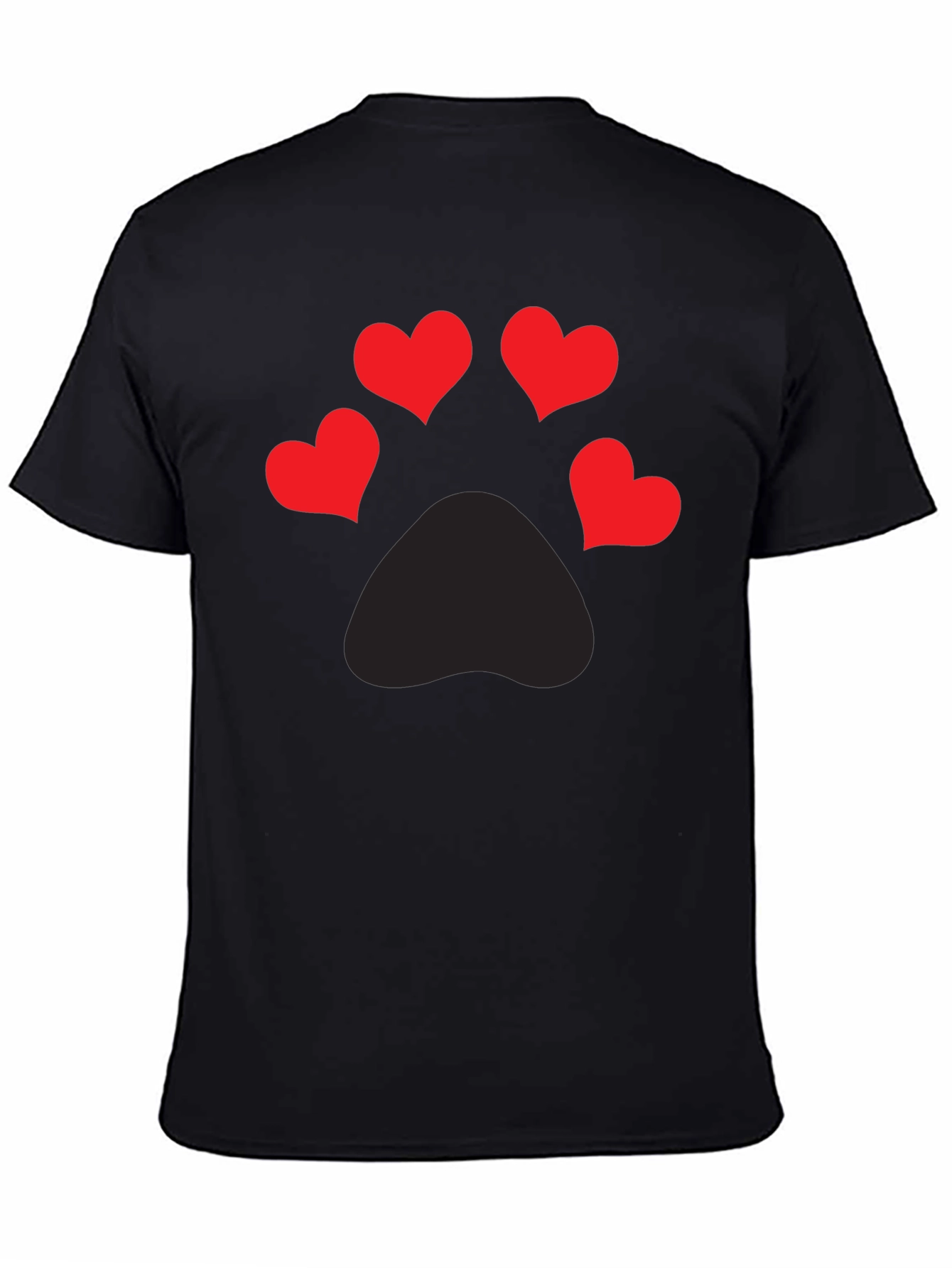 Heart Paw Print Graphic Tee - Mens Black T-Shirt