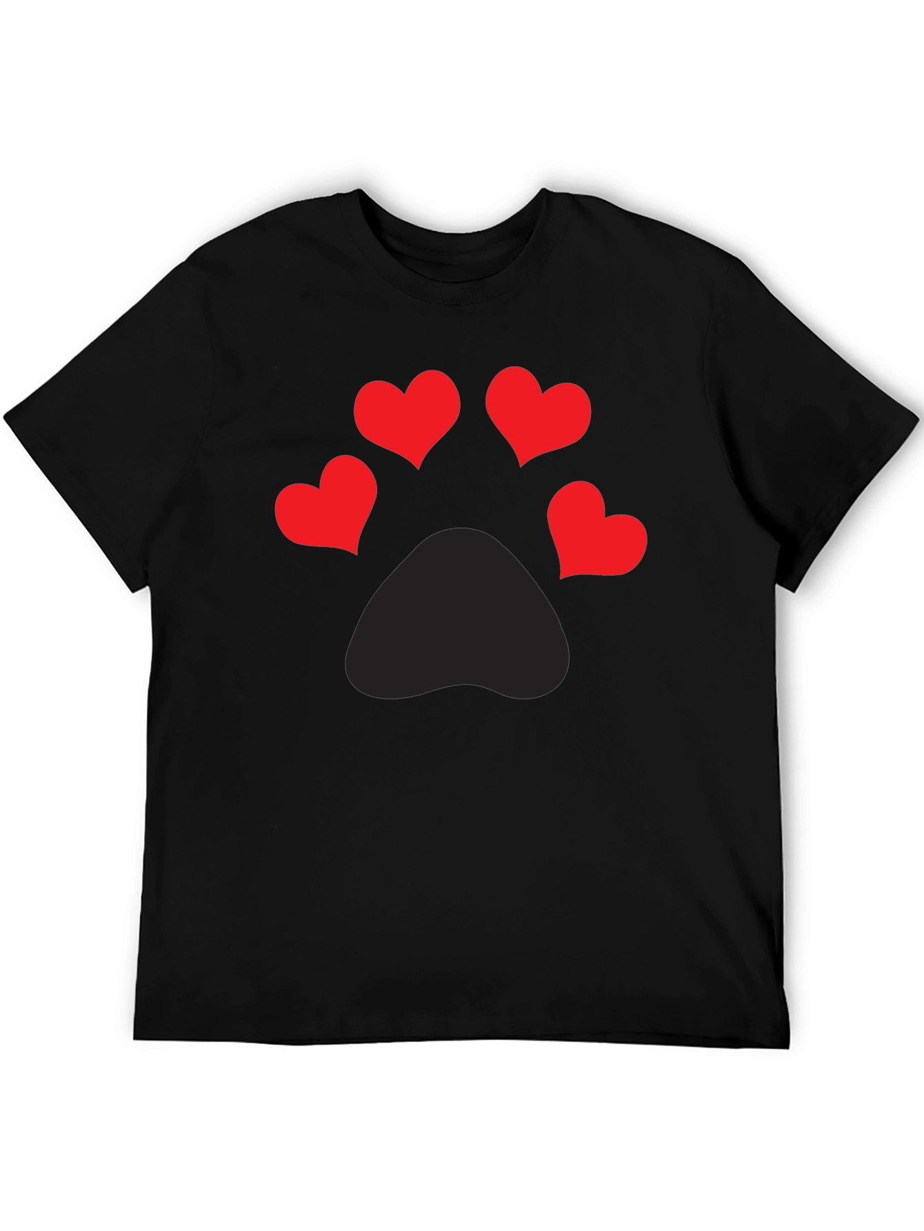 Heart Paw Print Graphic Tee - Mens Black T-Shirt