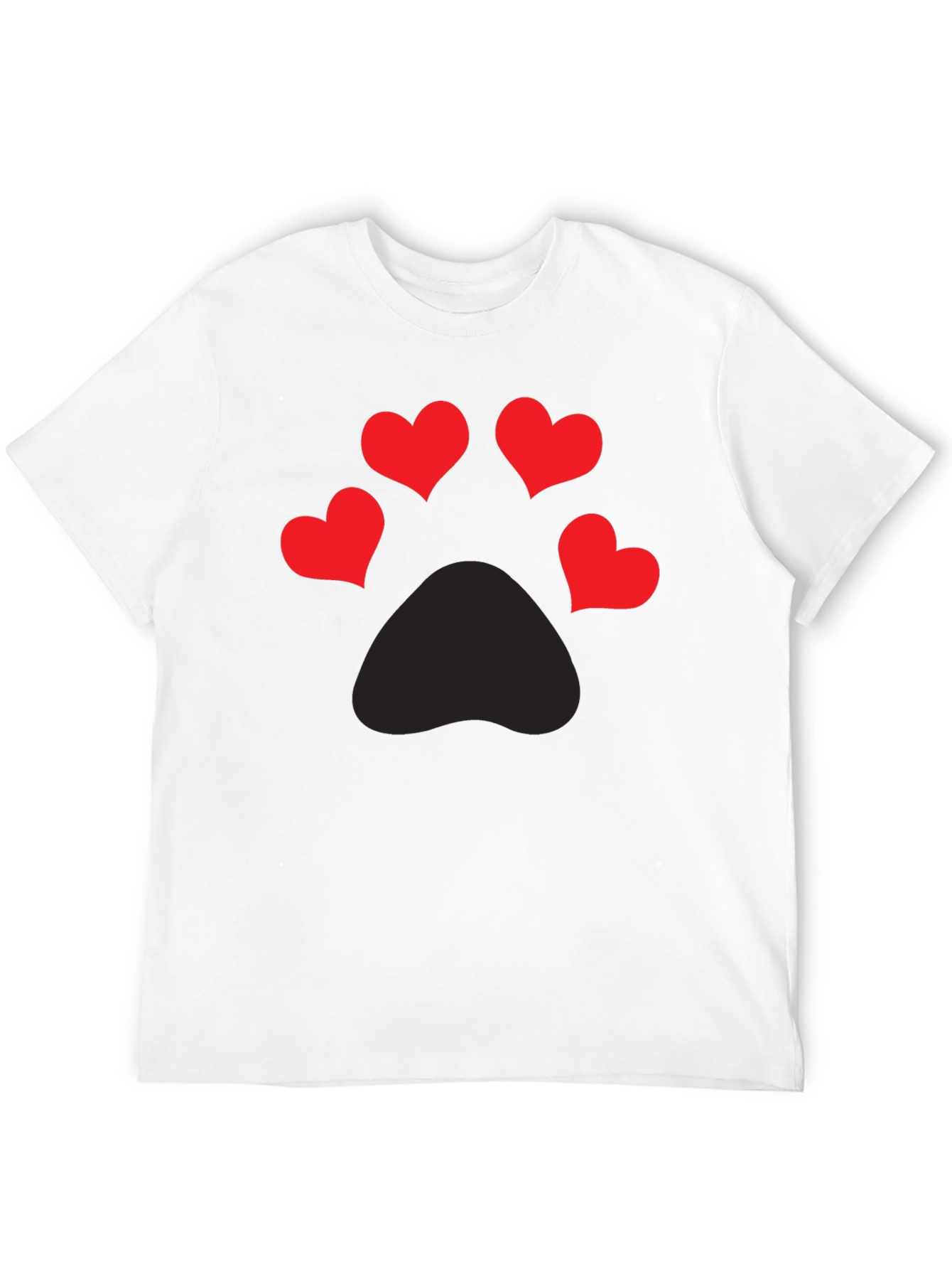 Heart Paw Print Graphic Tee - Mens Black T-Shirt