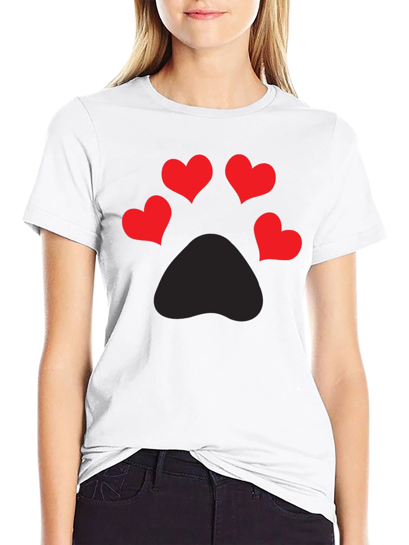 Heart Paw Print Graphic Tee - Mens Black T-Shirt