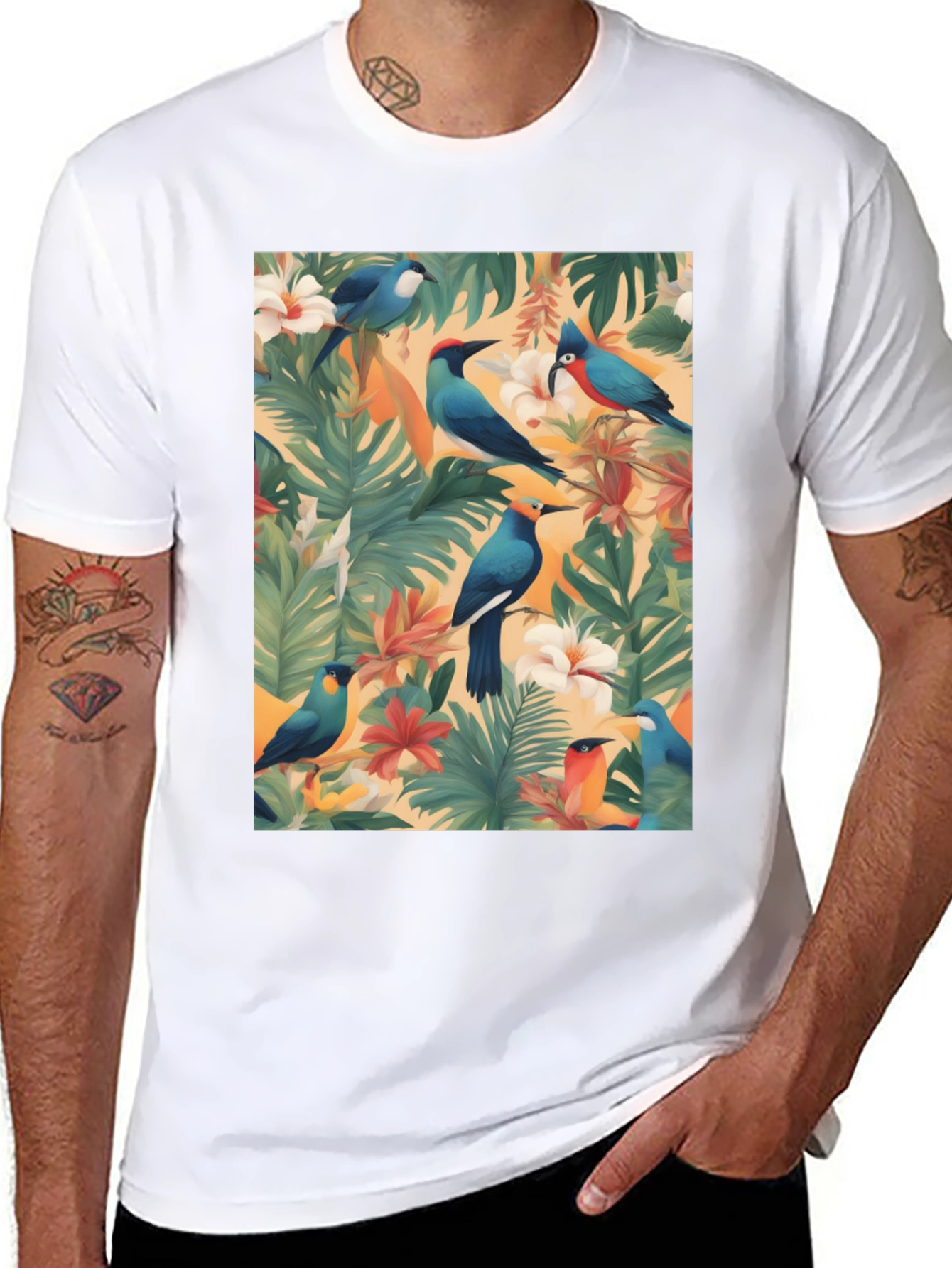 Tropical Birds Graphic T-Shirt
