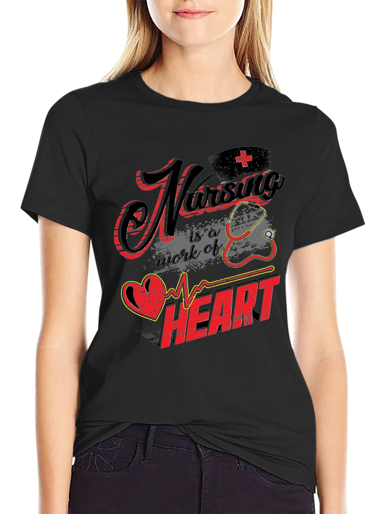Nursing is a Work of Heart Graphic T-Shirt