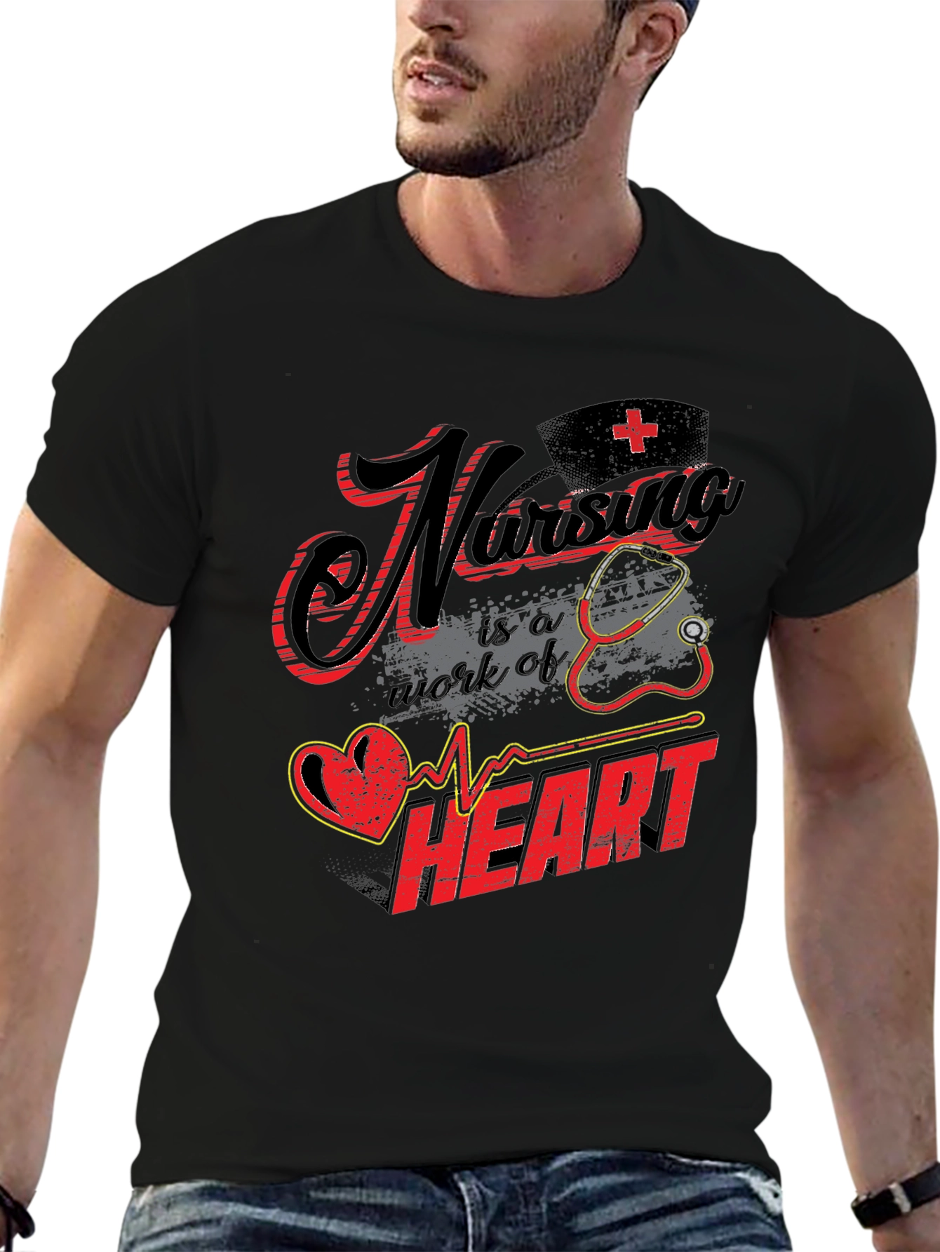 Nursing is a Work of Heart Graphic T-Shirt