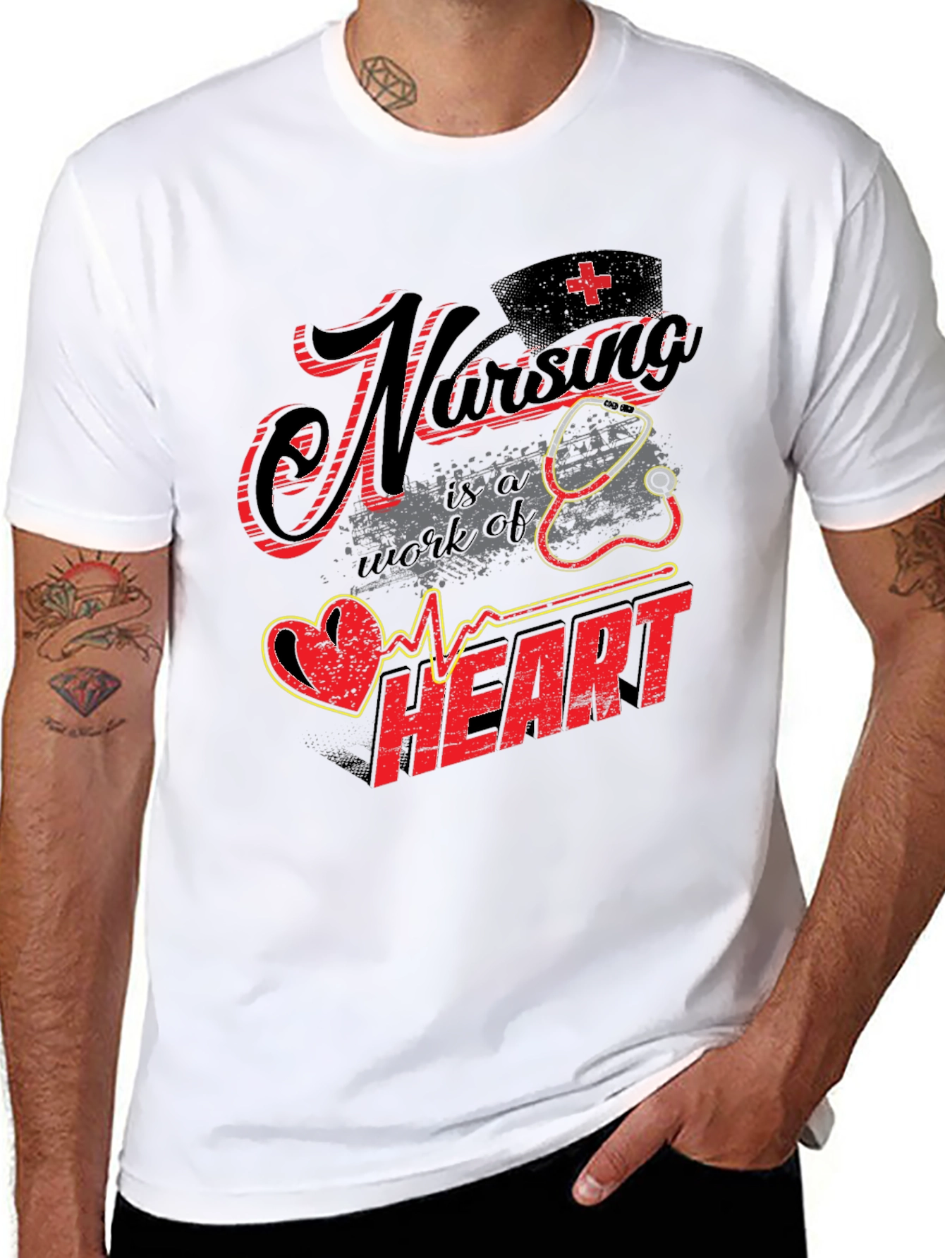 Nursing is a Work of Heart Graphic T-Shirt