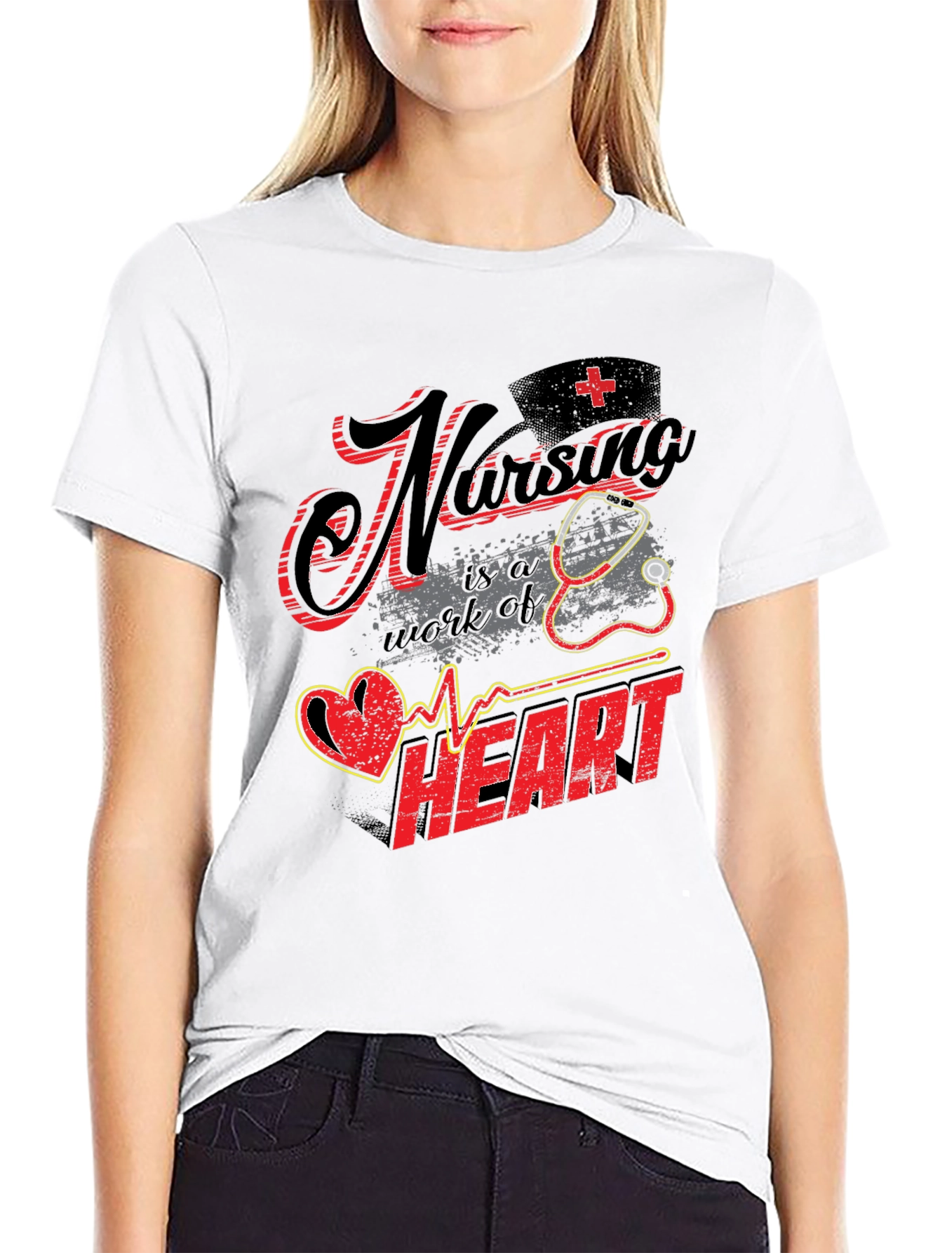 Nursing is a Work of Heart Graphic T-Shirt