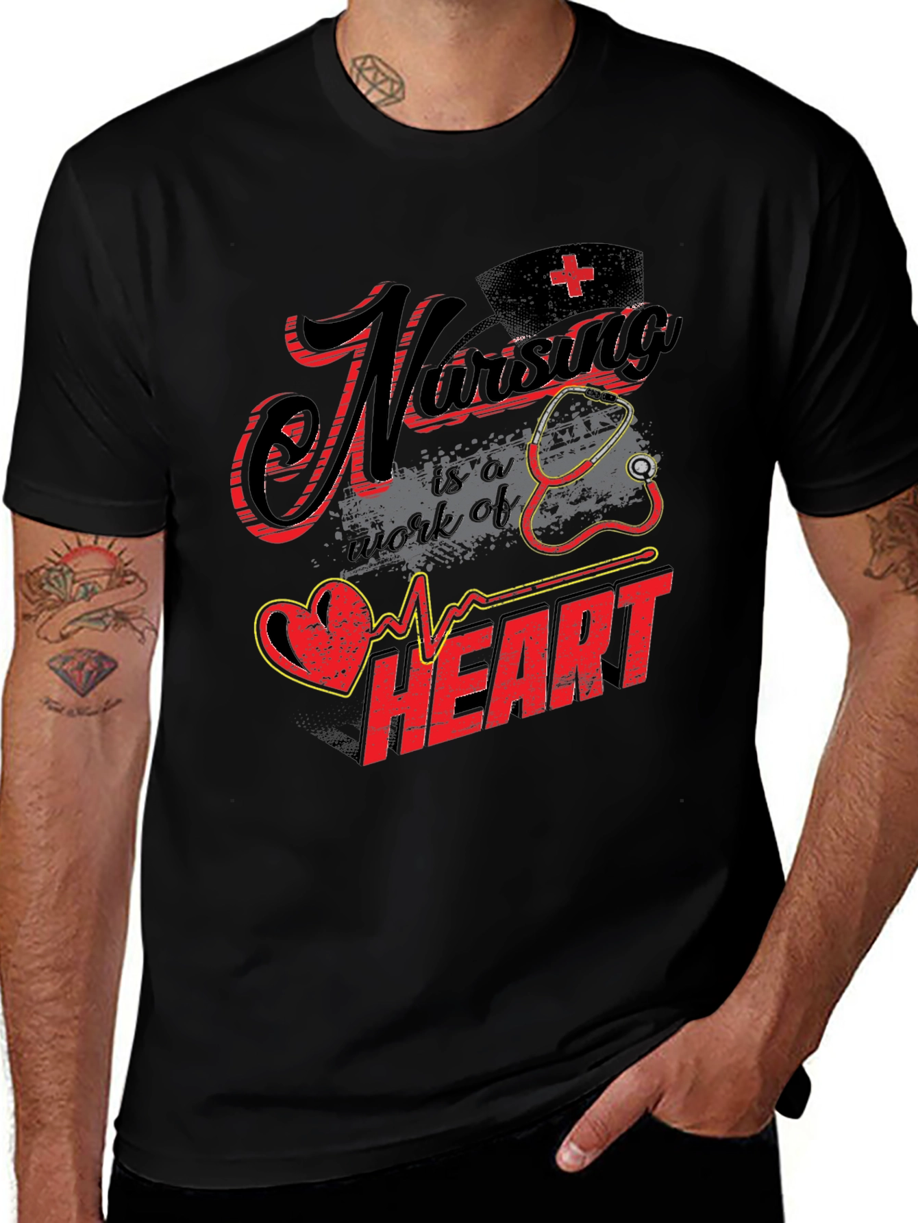 Nursing is a Work of Heart Graphic T-Shirt