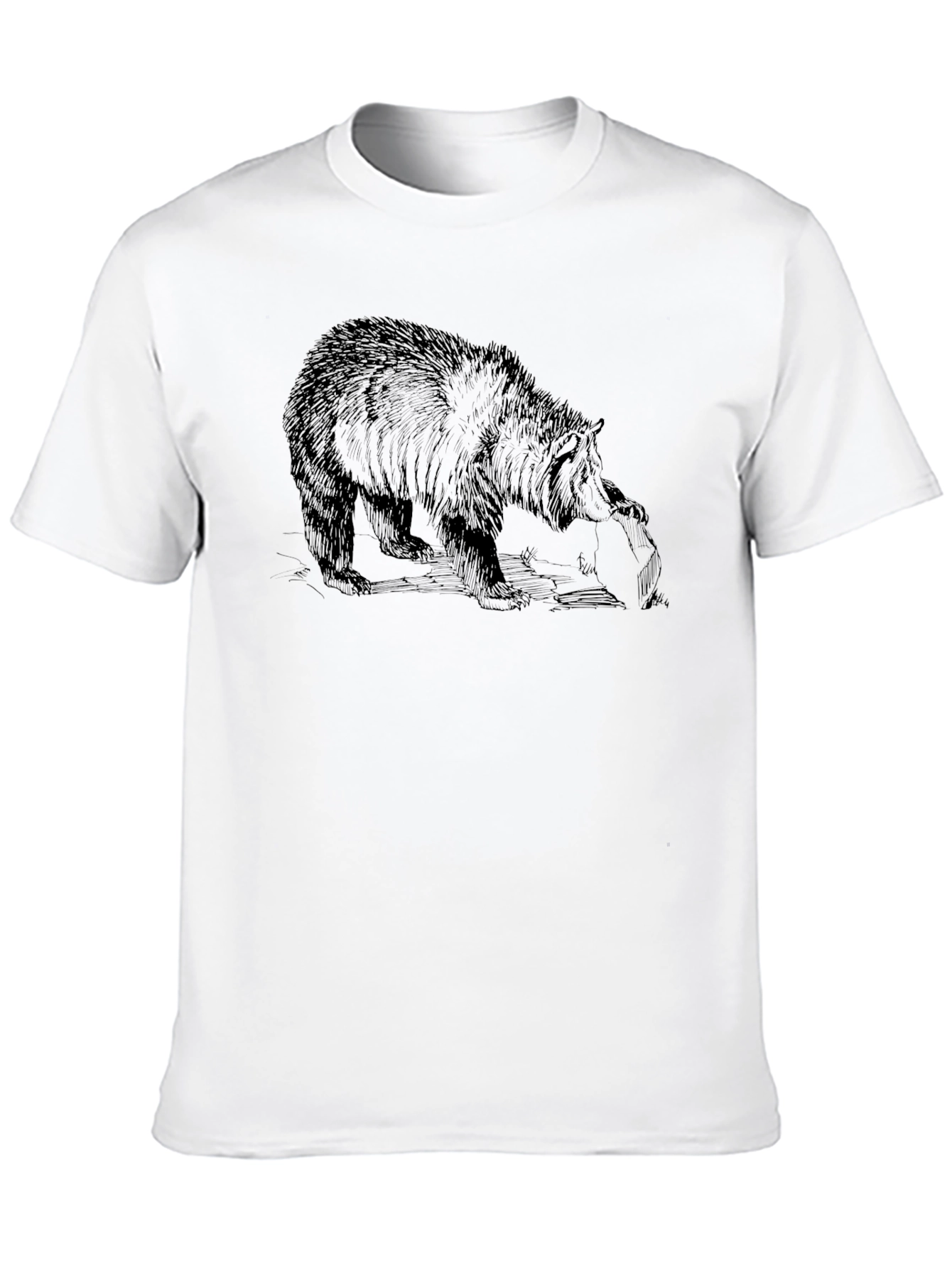 Bear Graphic Print T-Shirt - Mens Black Tee
