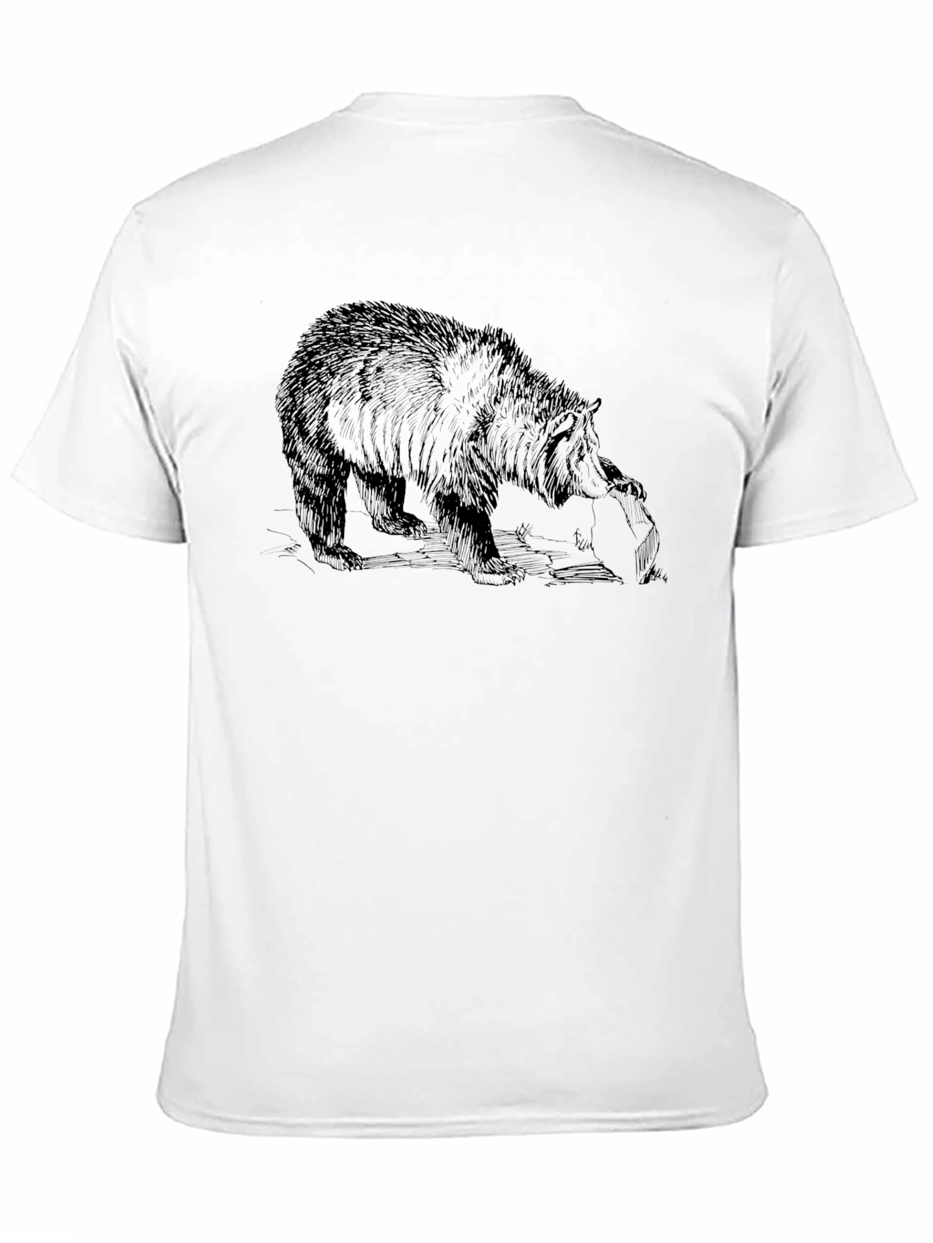 Bear Graphic Print T-Shirt - Mens Black Tee