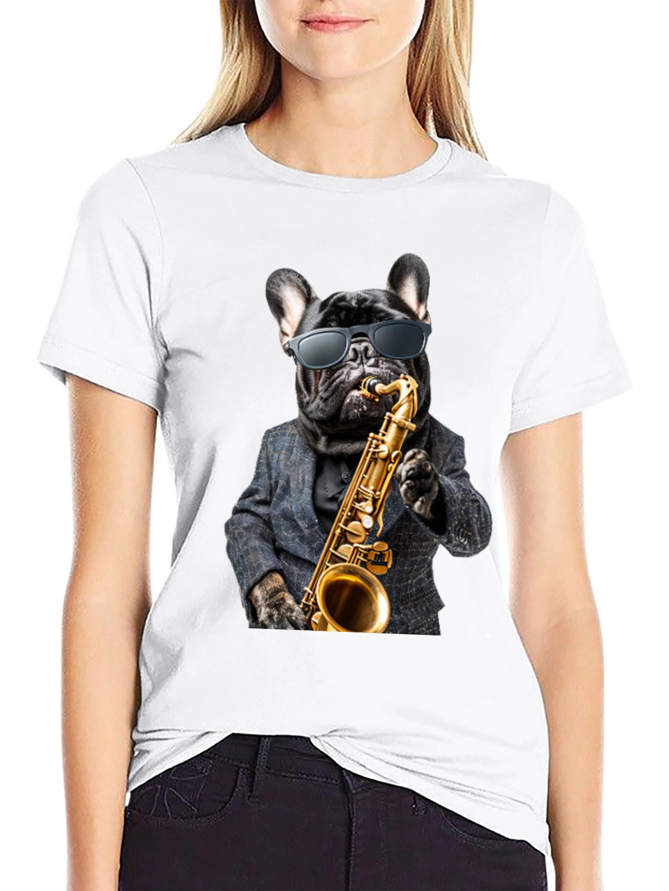 Cool Dog Saxophone T-Shirt - Black
