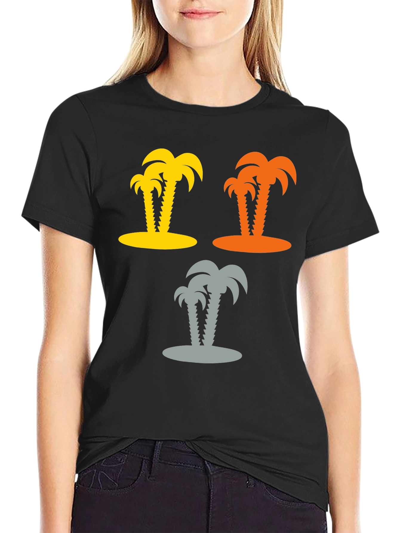 Tropical Palm Tree Graphic T-Shirt - Black