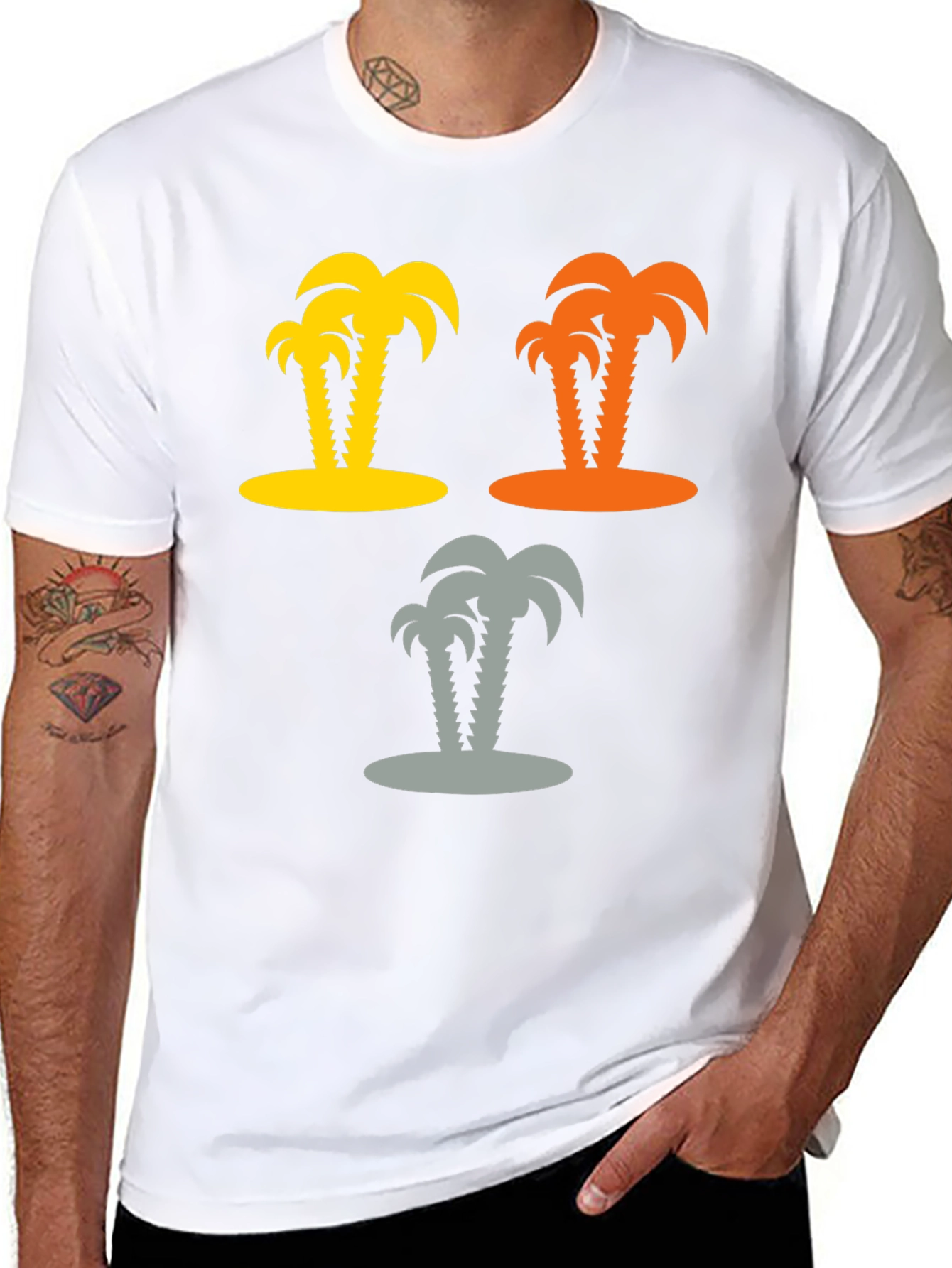 Tropical Palm Tree Graphic T-Shirt - Black