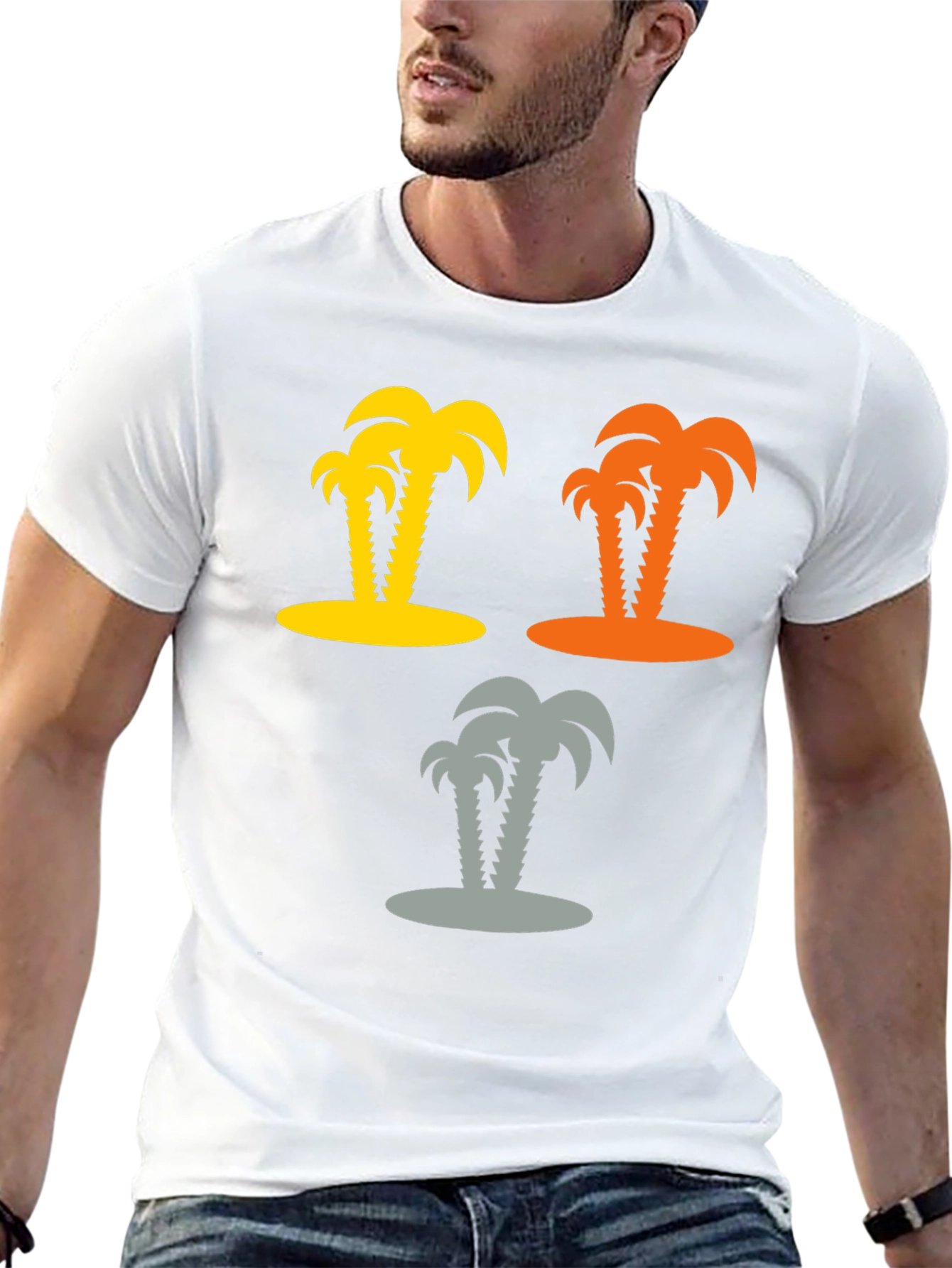 Tropical Palm Tree Graphic T-Shirt - Black