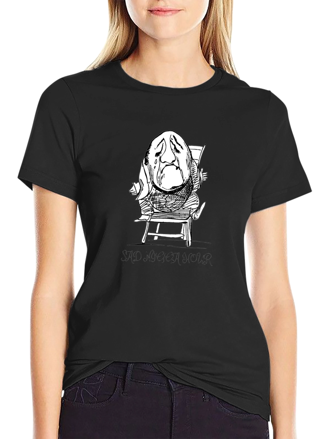Sad Mans Humor Graphic Tee - Black