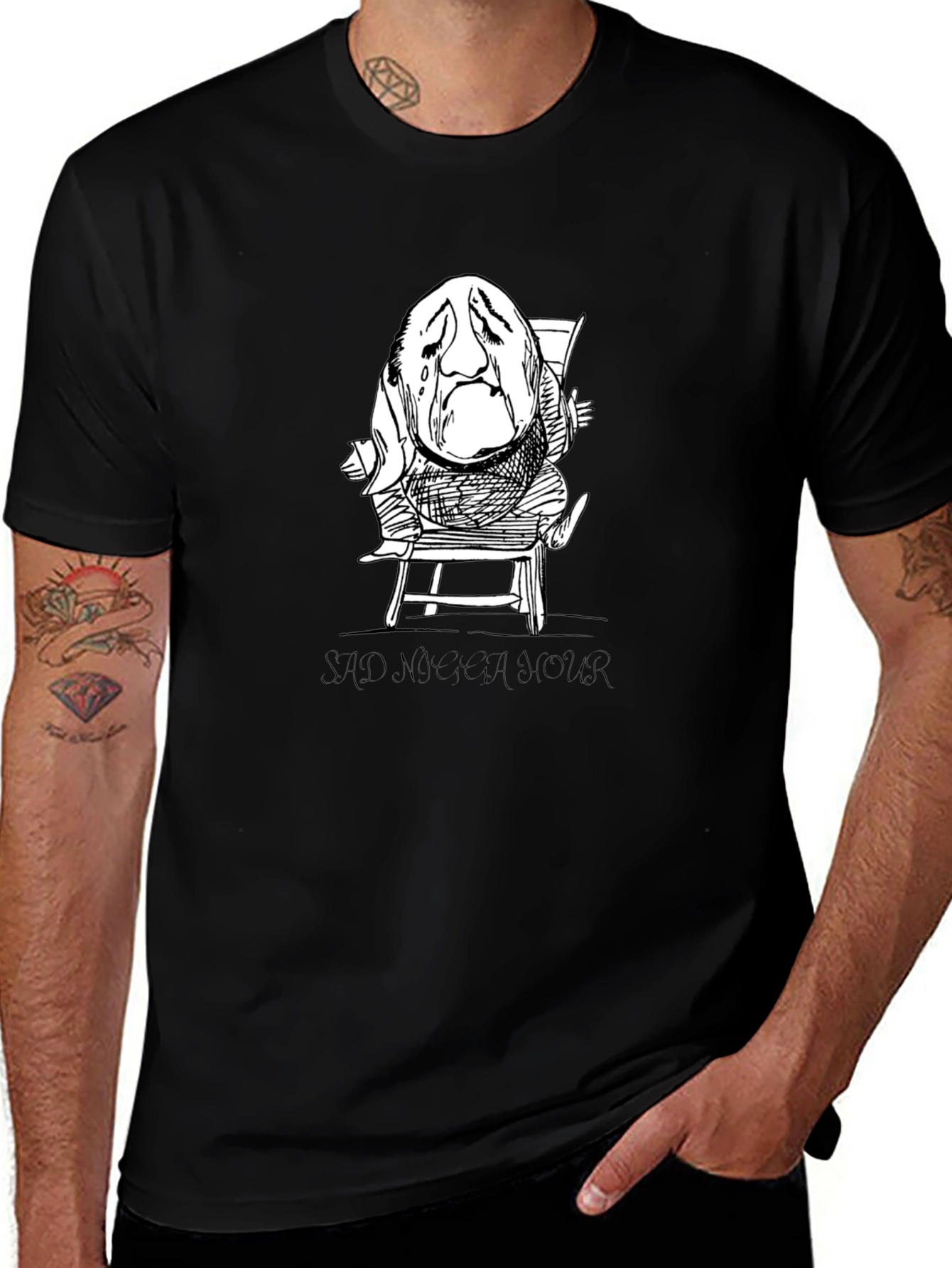 Sad Mans Humor Graphic Tee - Black