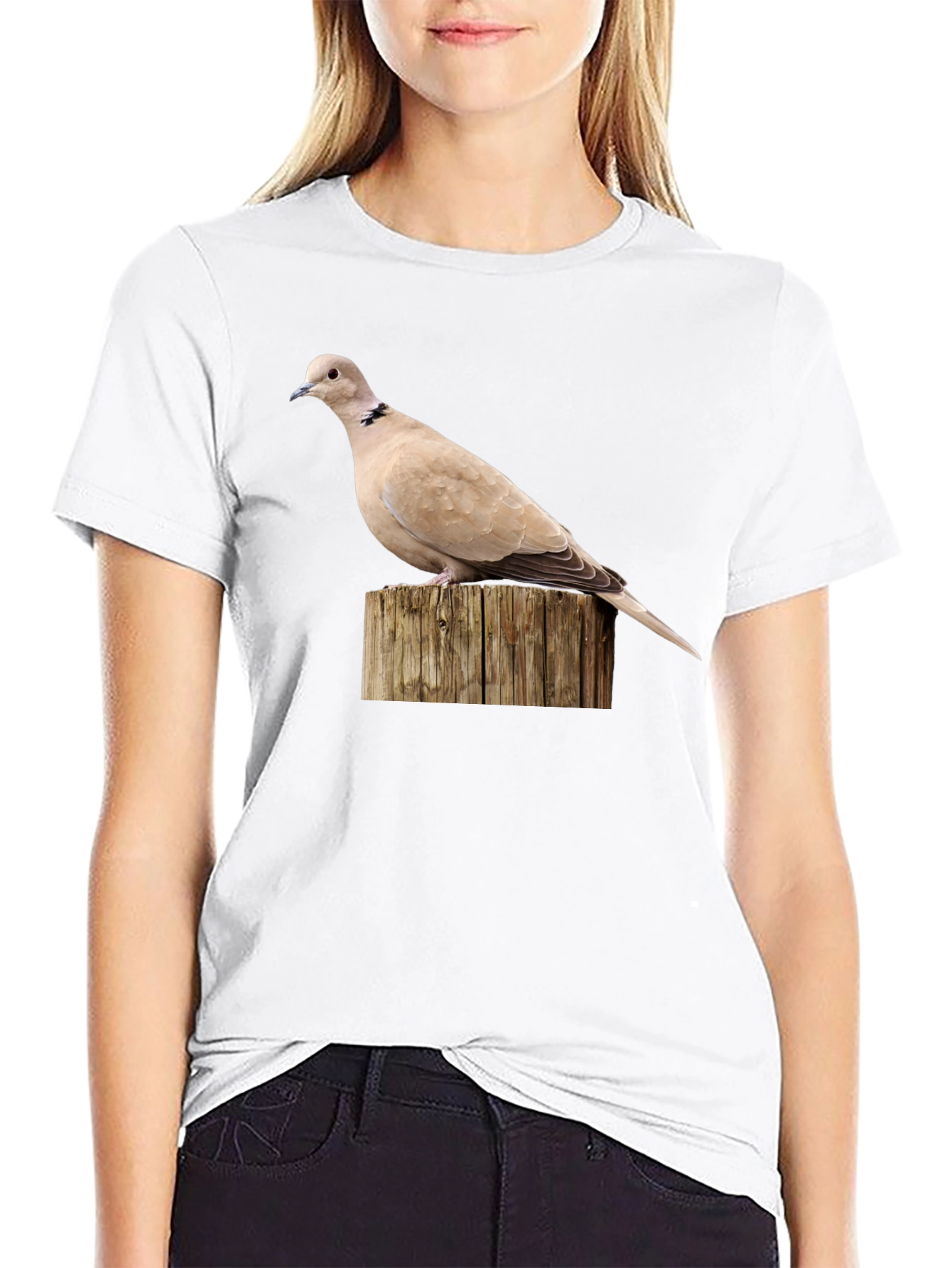 Dove on Wood Graphic Tee - Black