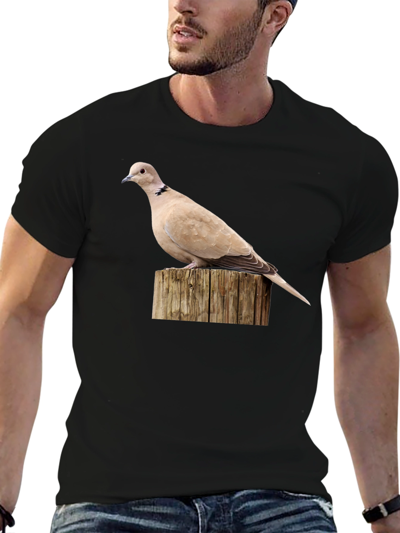 Dove on Wood Graphic Tee - Black