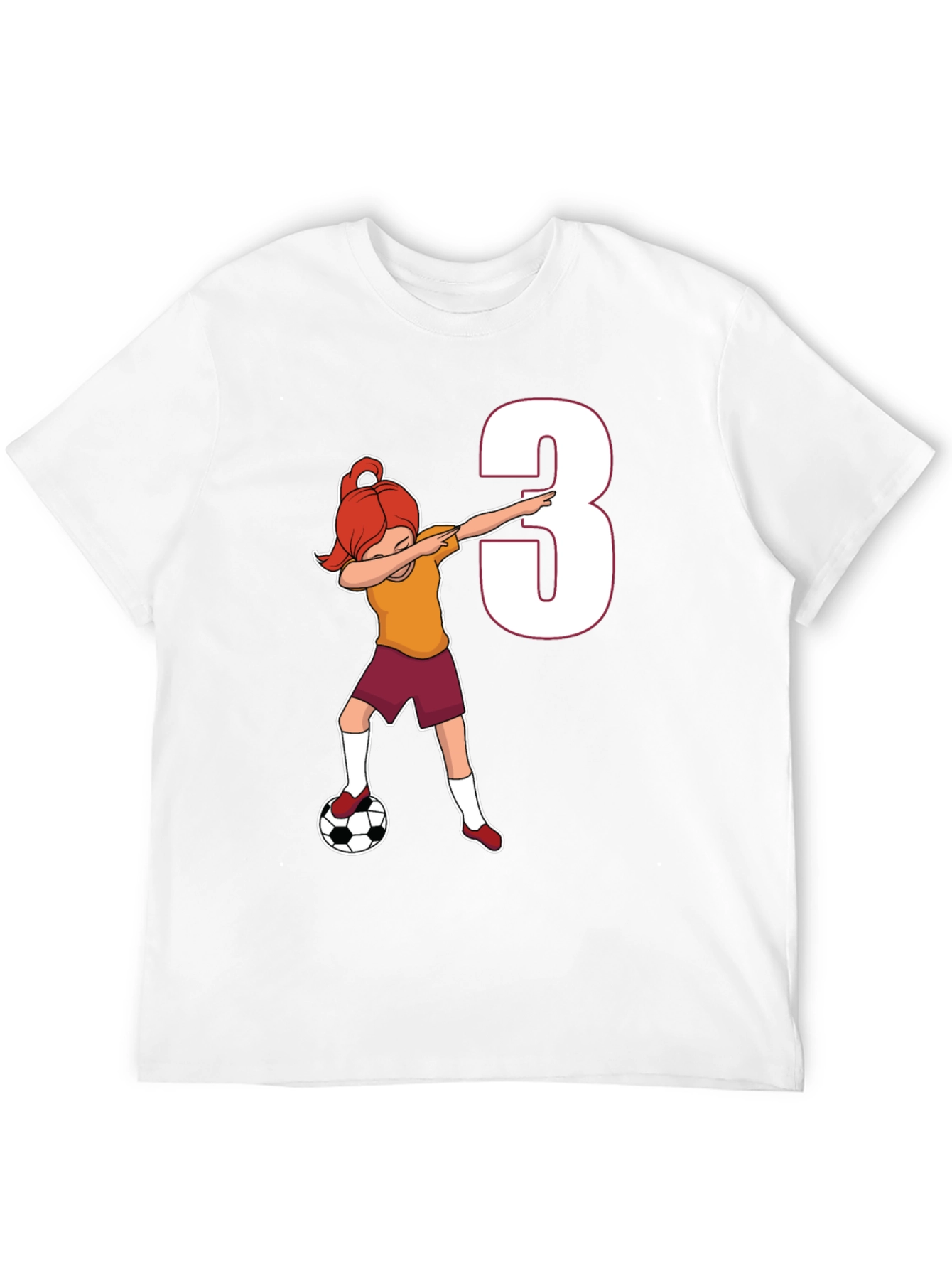 Girl Soccer Player Number 3 Black T-Shirt