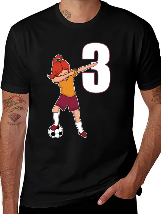 Girl Soccer Player Number 3 Black T-Shirt