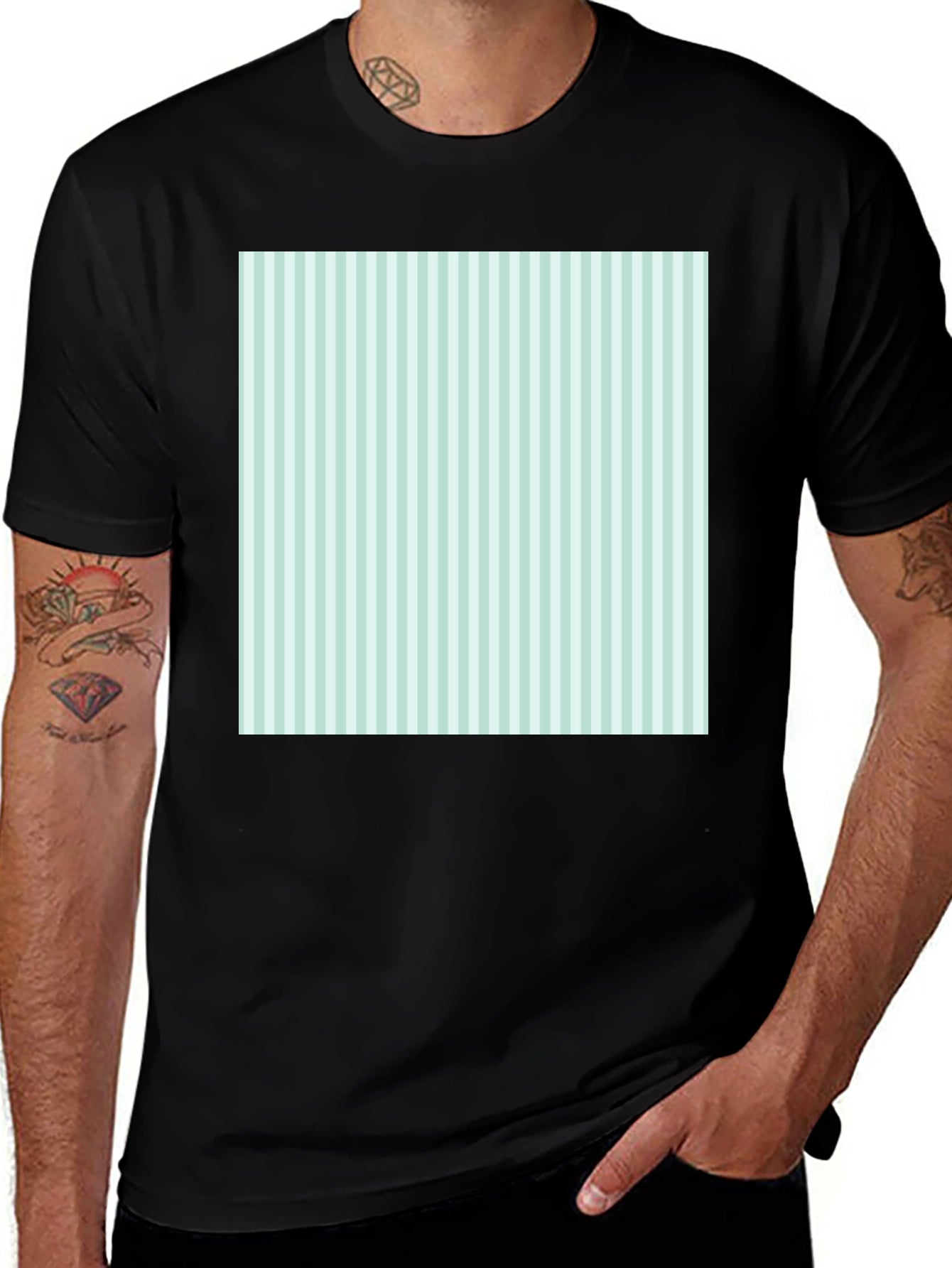 Striped Square Tee - Modern Graphic T-Shirt