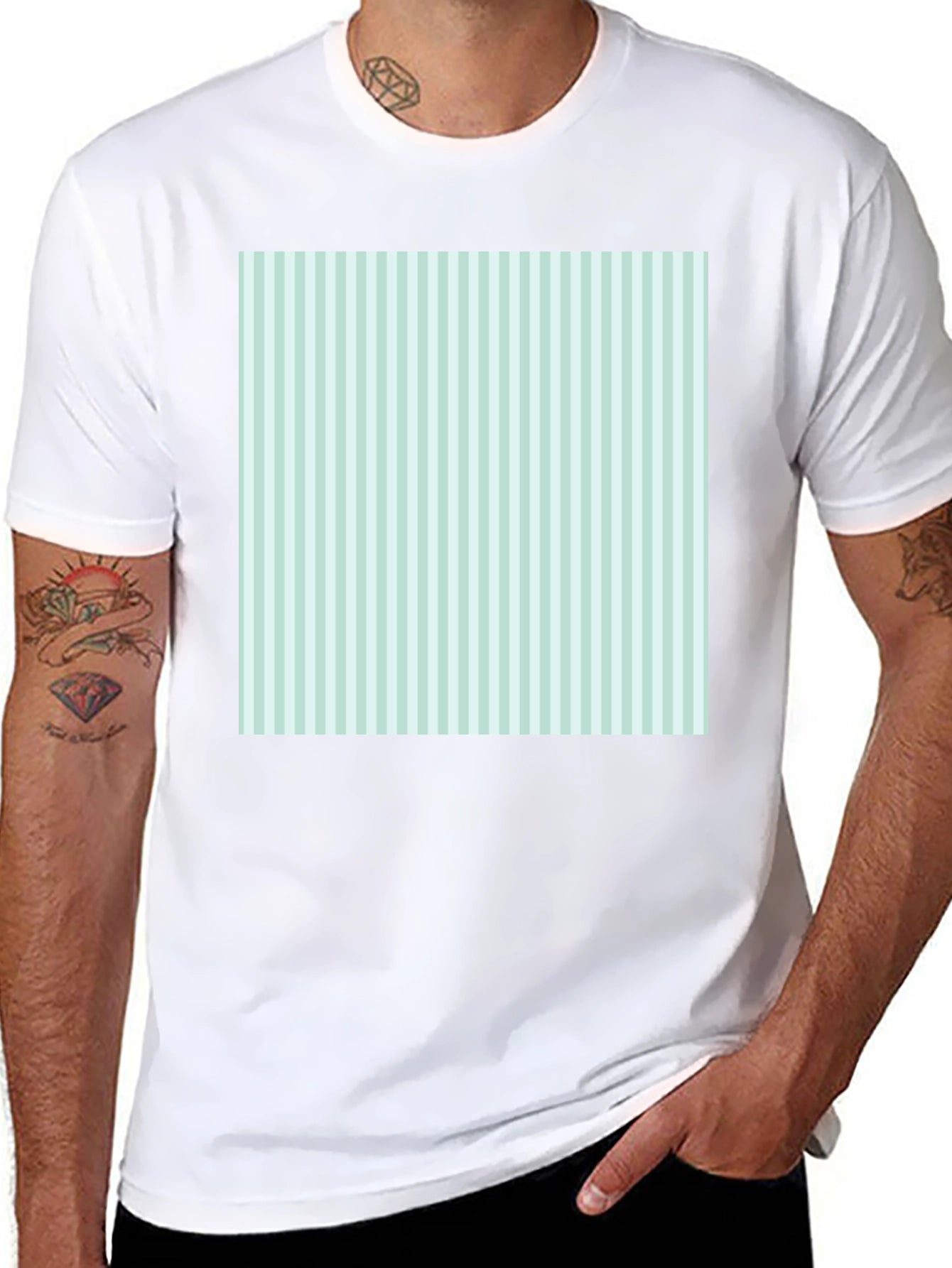 Striped Square Tee - Modern Graphic T-Shirt