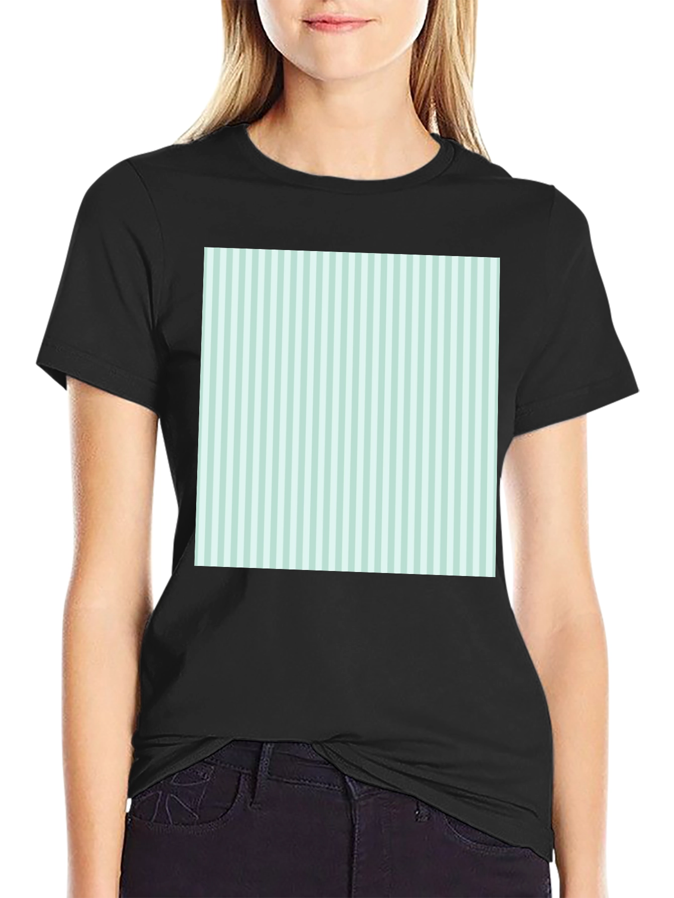 Striped Square Tee - Modern Graphic T-Shirt