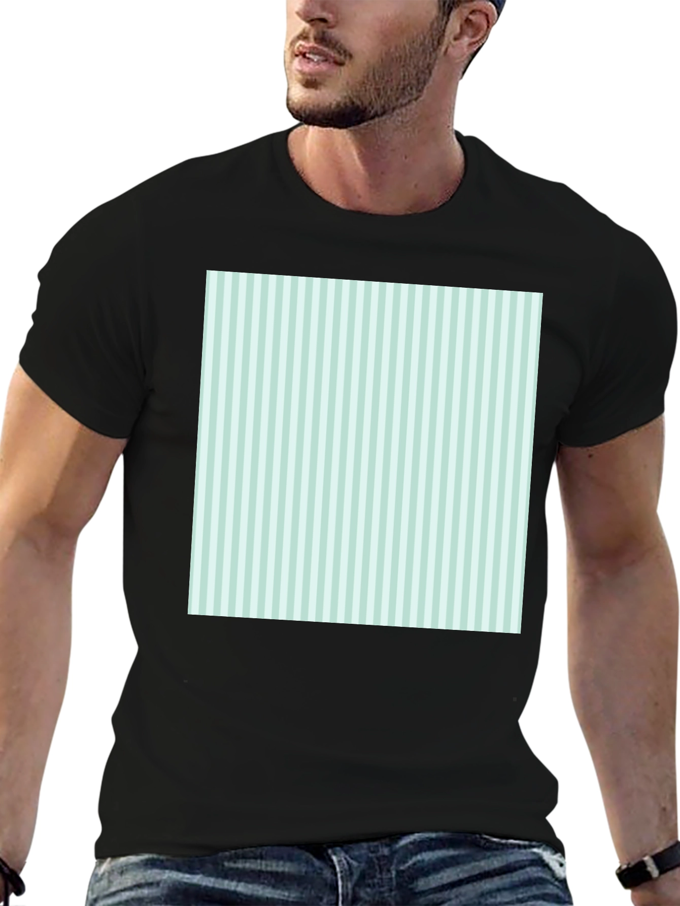 Striped Square Tee - Modern Graphic T-Shirt