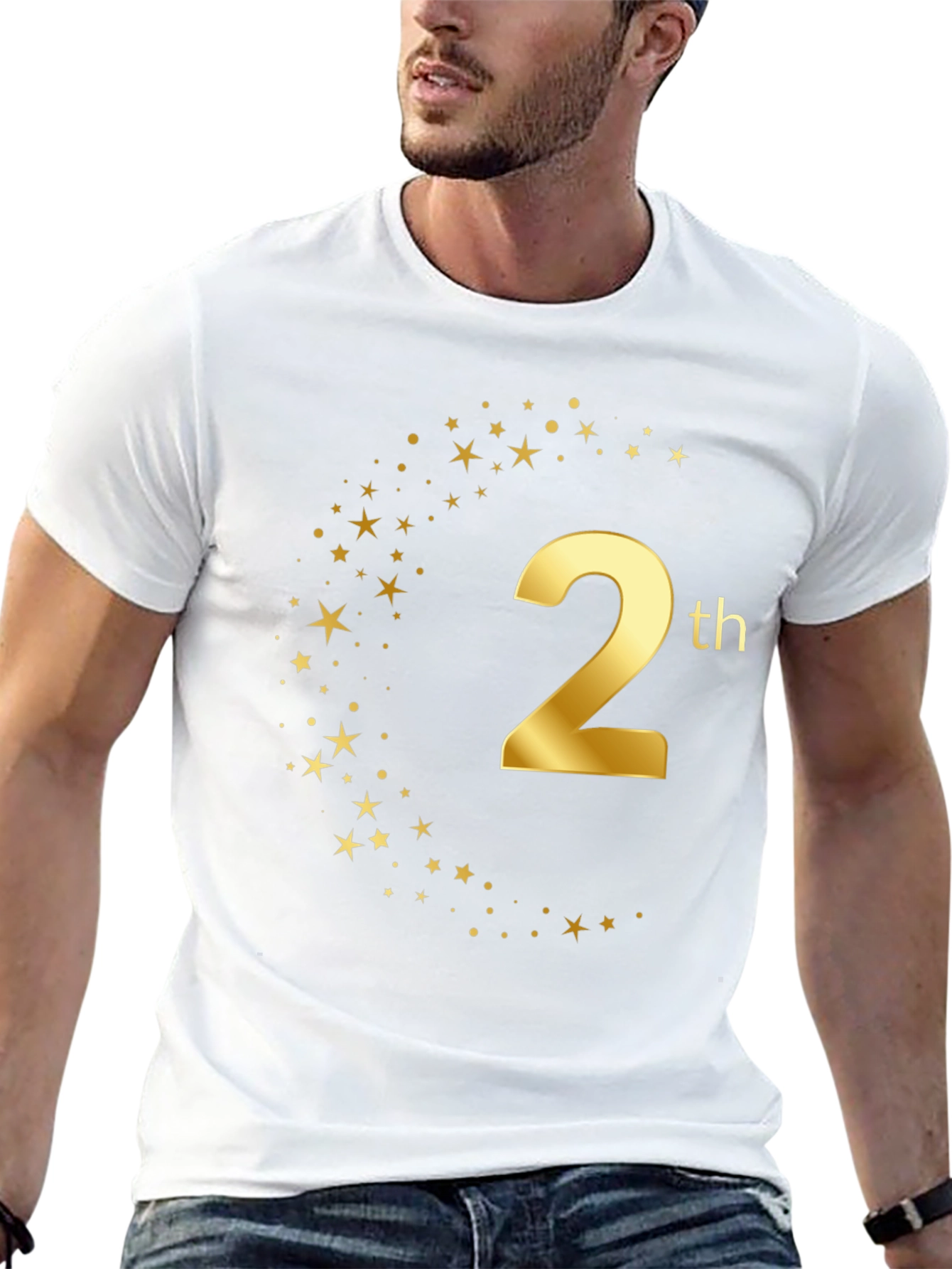 2th Birthday Graphic Tee - Gold Star Design