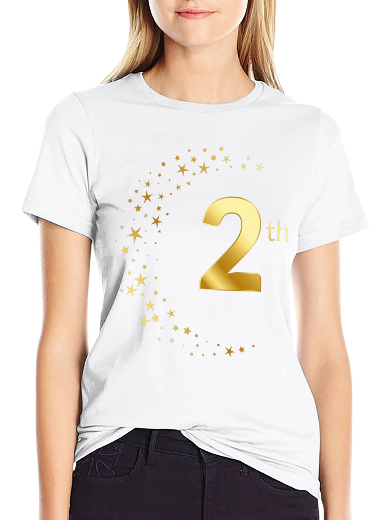 2th Birthday Graphic Tee - Gold Star Design