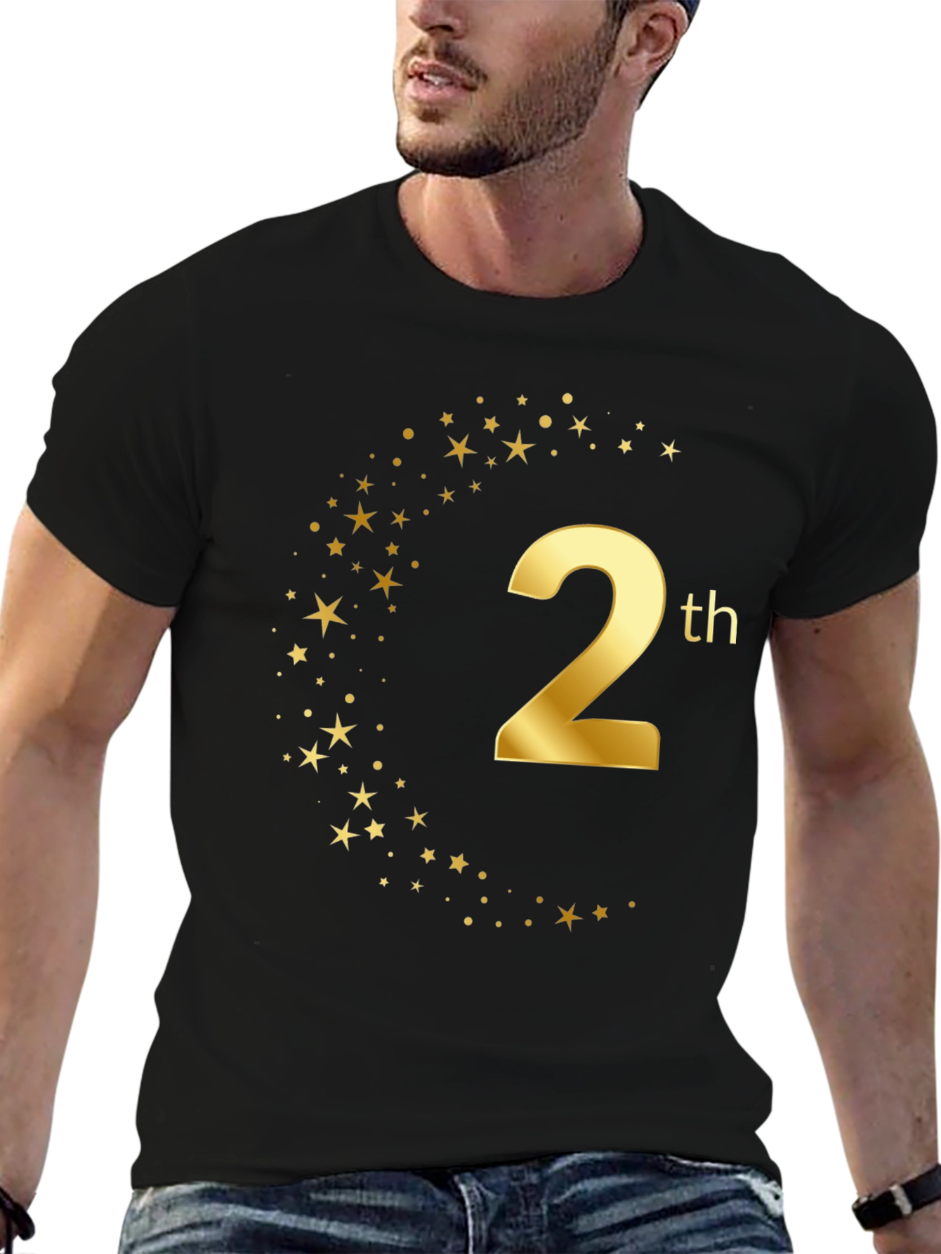 2th Birthday Graphic Tee - Gold Star Design