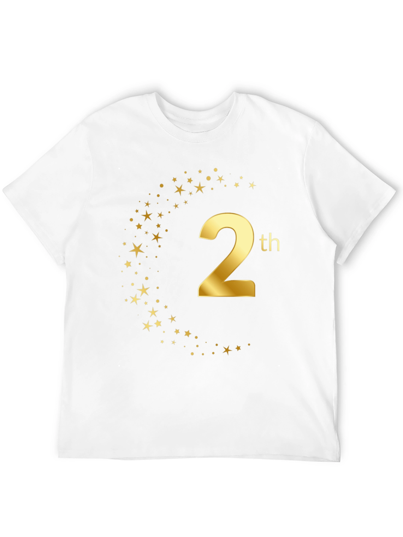 2th Birthday Graphic Tee - Gold Star Design