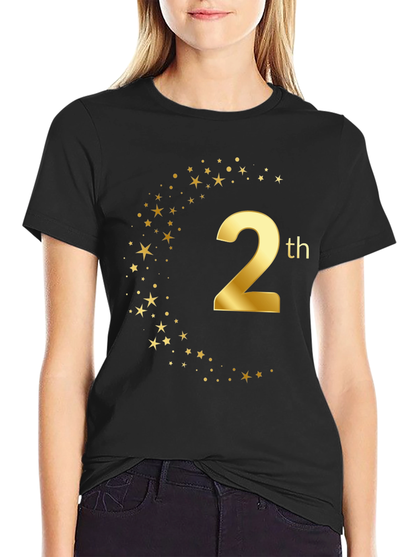 2th Birthday Graphic Tee - Gold Star Design