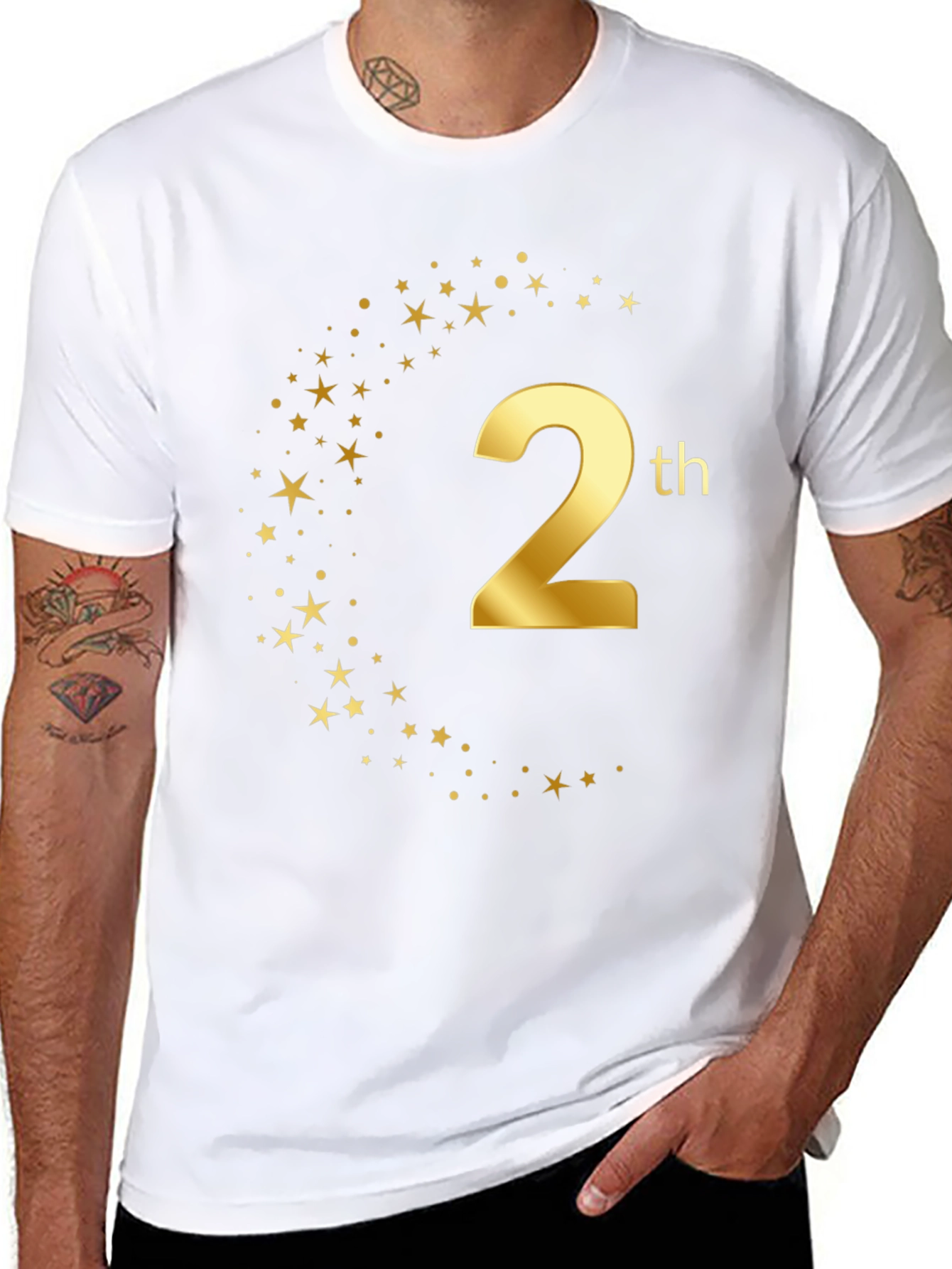 2th Birthday Graphic Tee - Gold Star Design