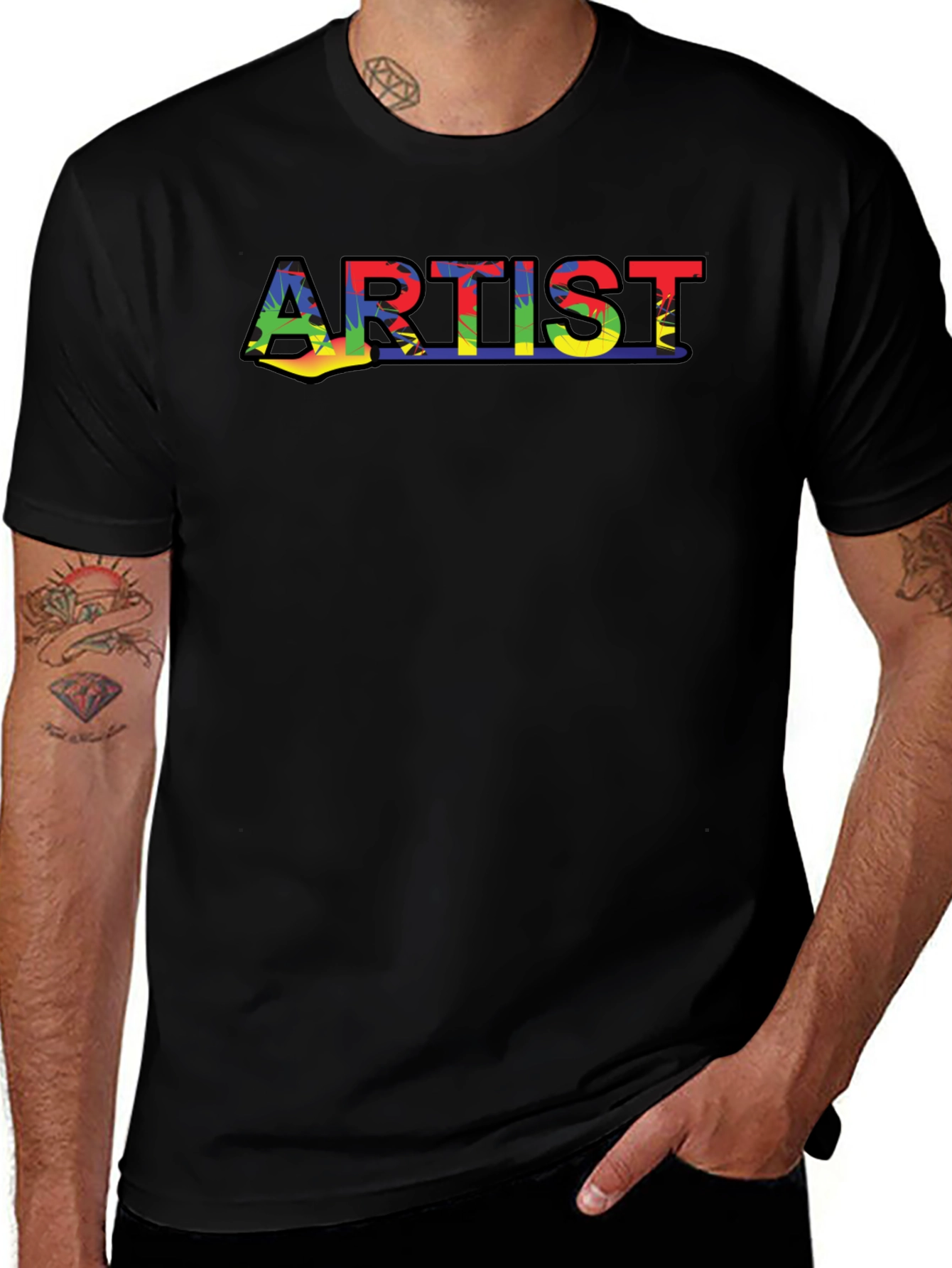 Artist Rainbow Print Black T-Shirt