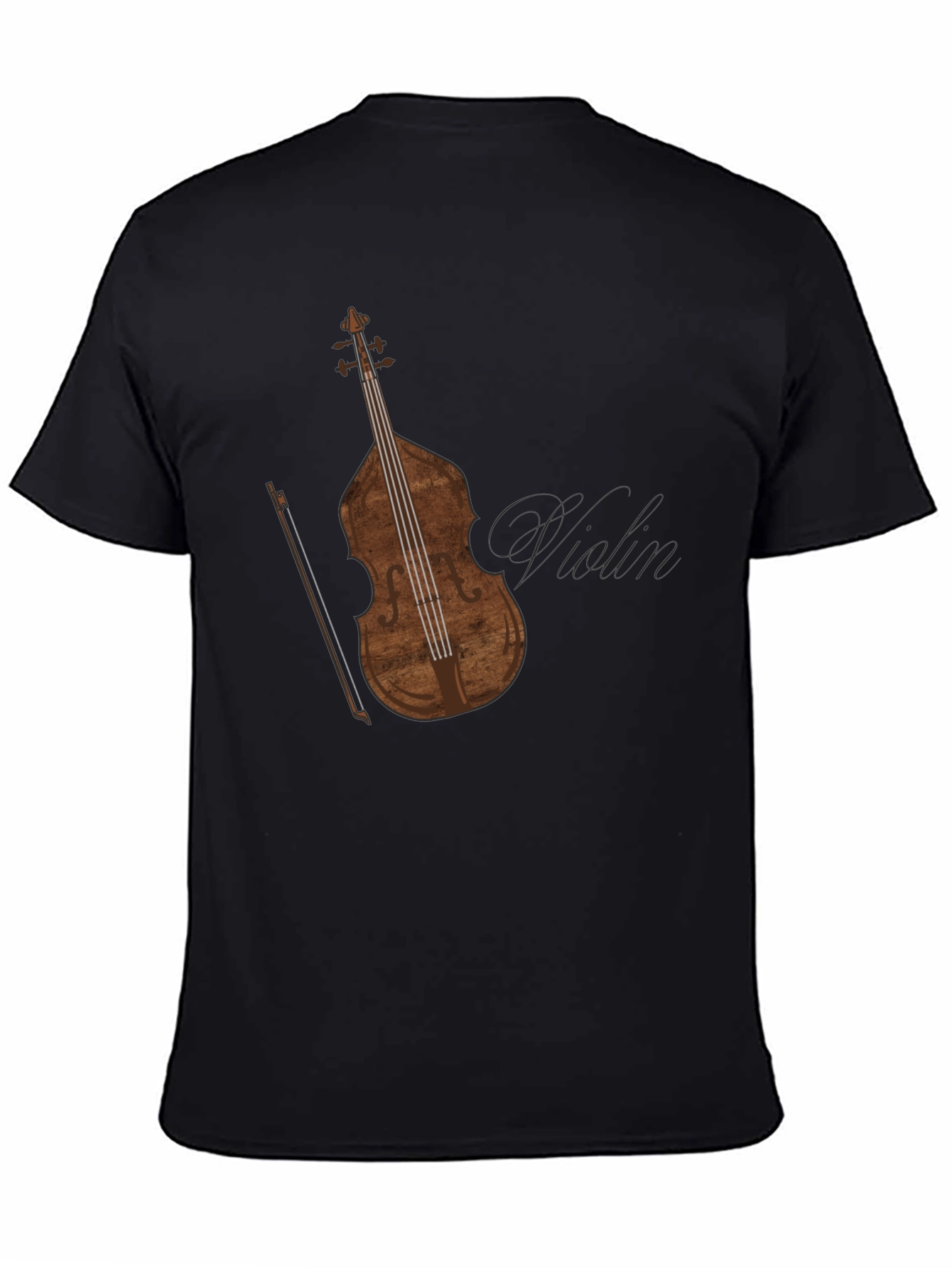 Mens Black T-Shirt with Violin Graphic