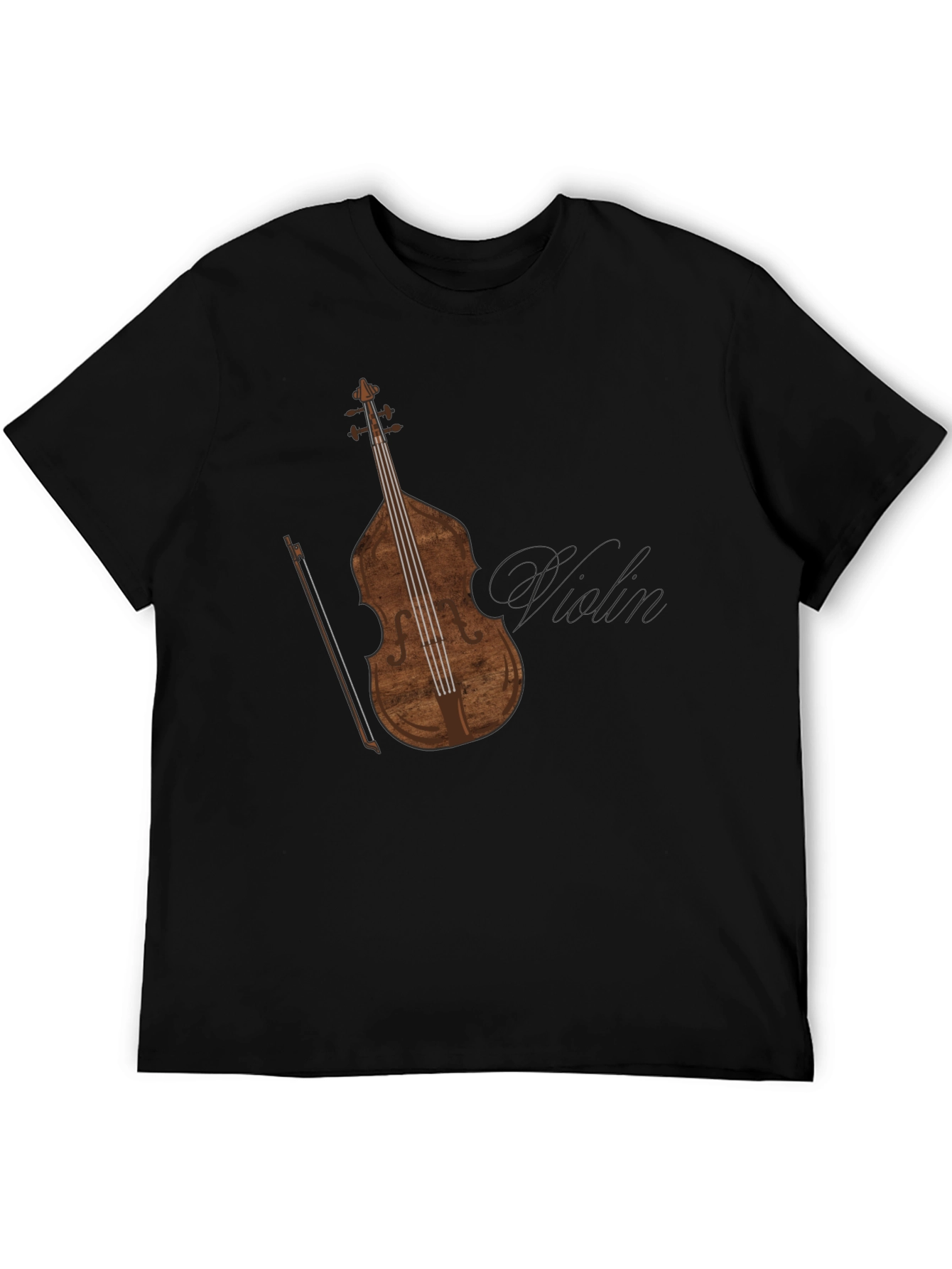 Mens Black T-Shirt with Violin Graphic
