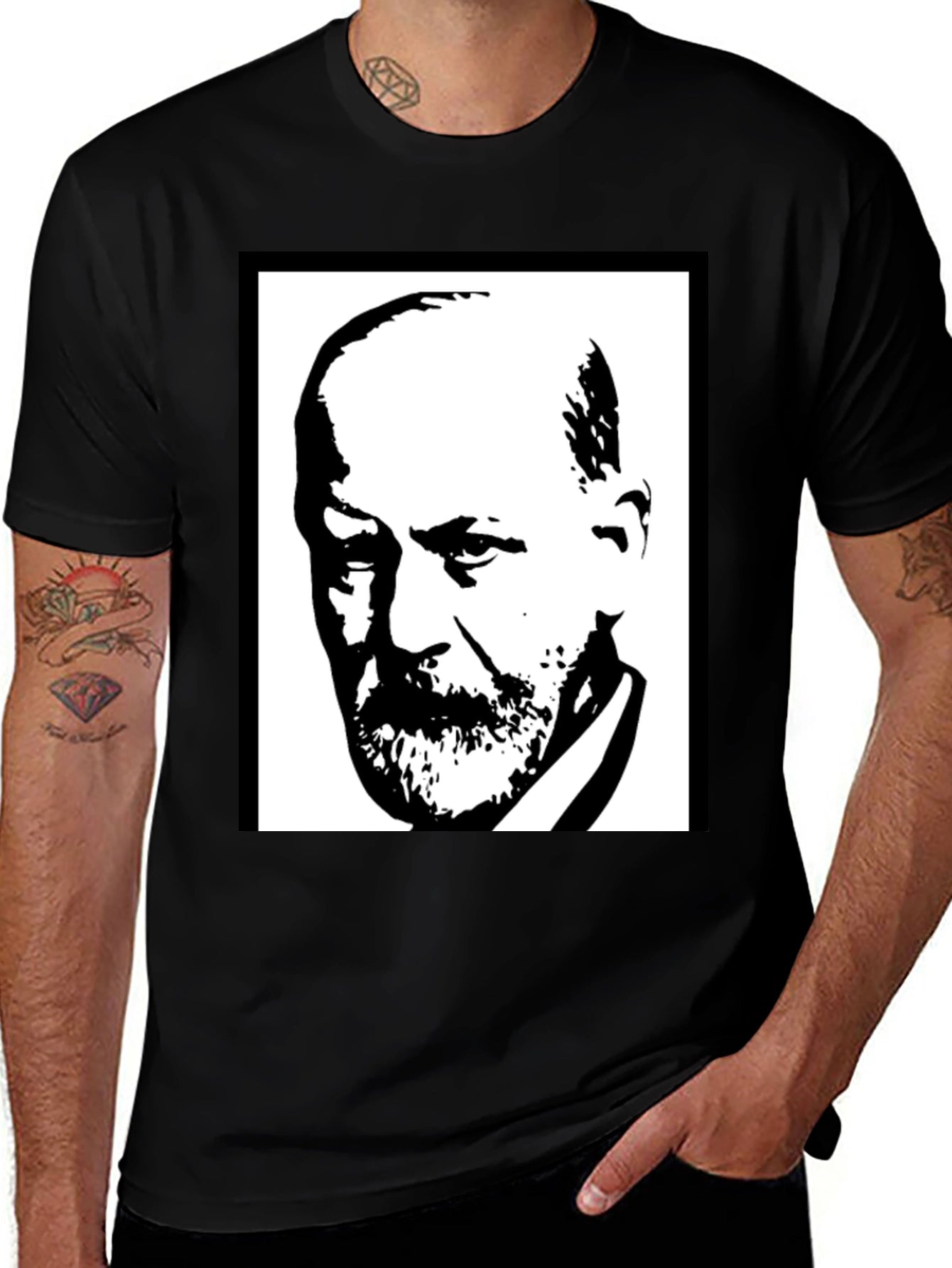 Sigmund Freud Graphic Tee - Black Cotton T-Shirt