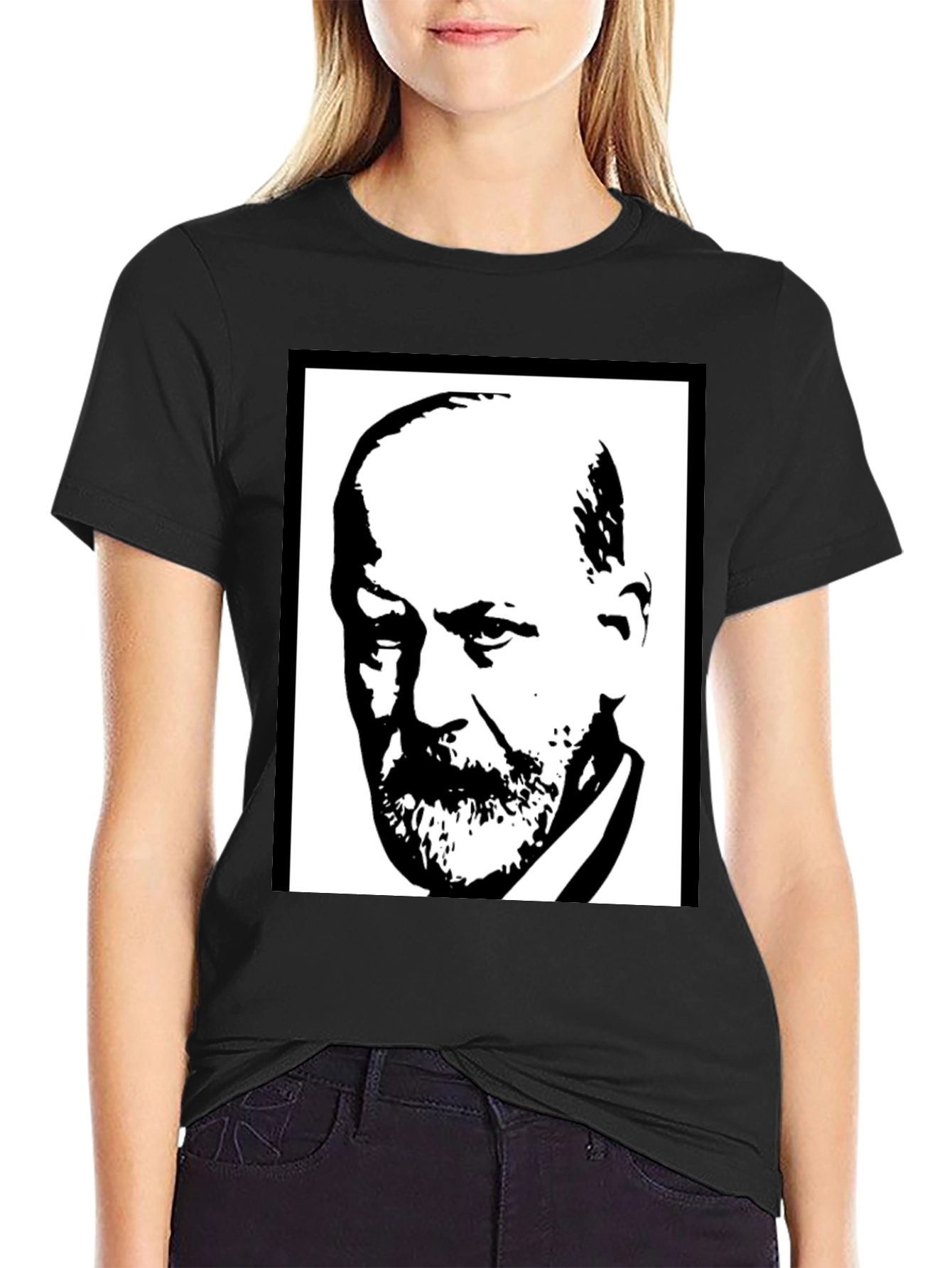 Sigmund Freud Graphic Tee - Black Cotton T-Shirt