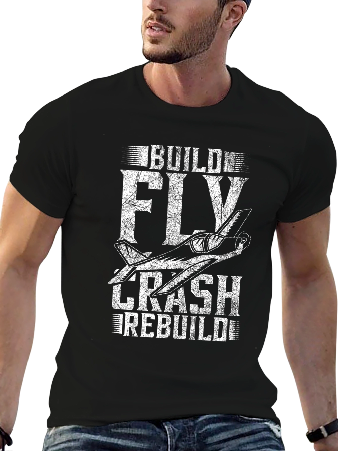 Build Fly Crash Rebuild Airplane T-Shirt