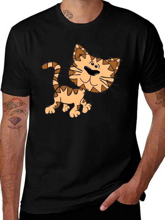 Cartoon Cat Graphic Black T-Shirt