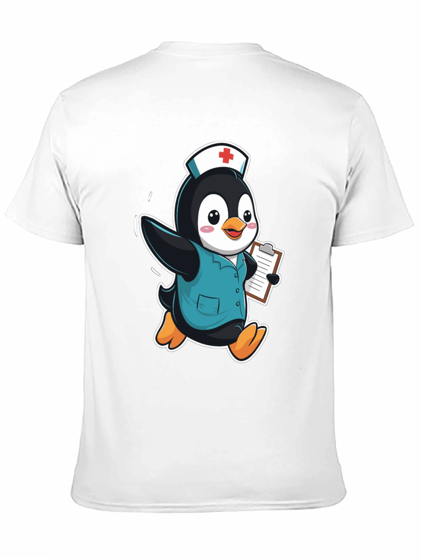 Nurse Penguin Graphic Tee - Black Cotton T-Shirt