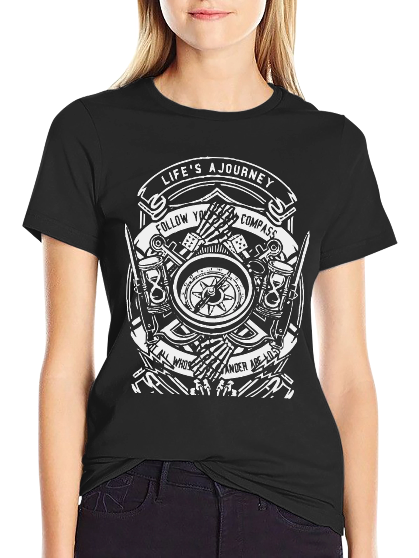 Journey Compass Black Graphic T-Shirt