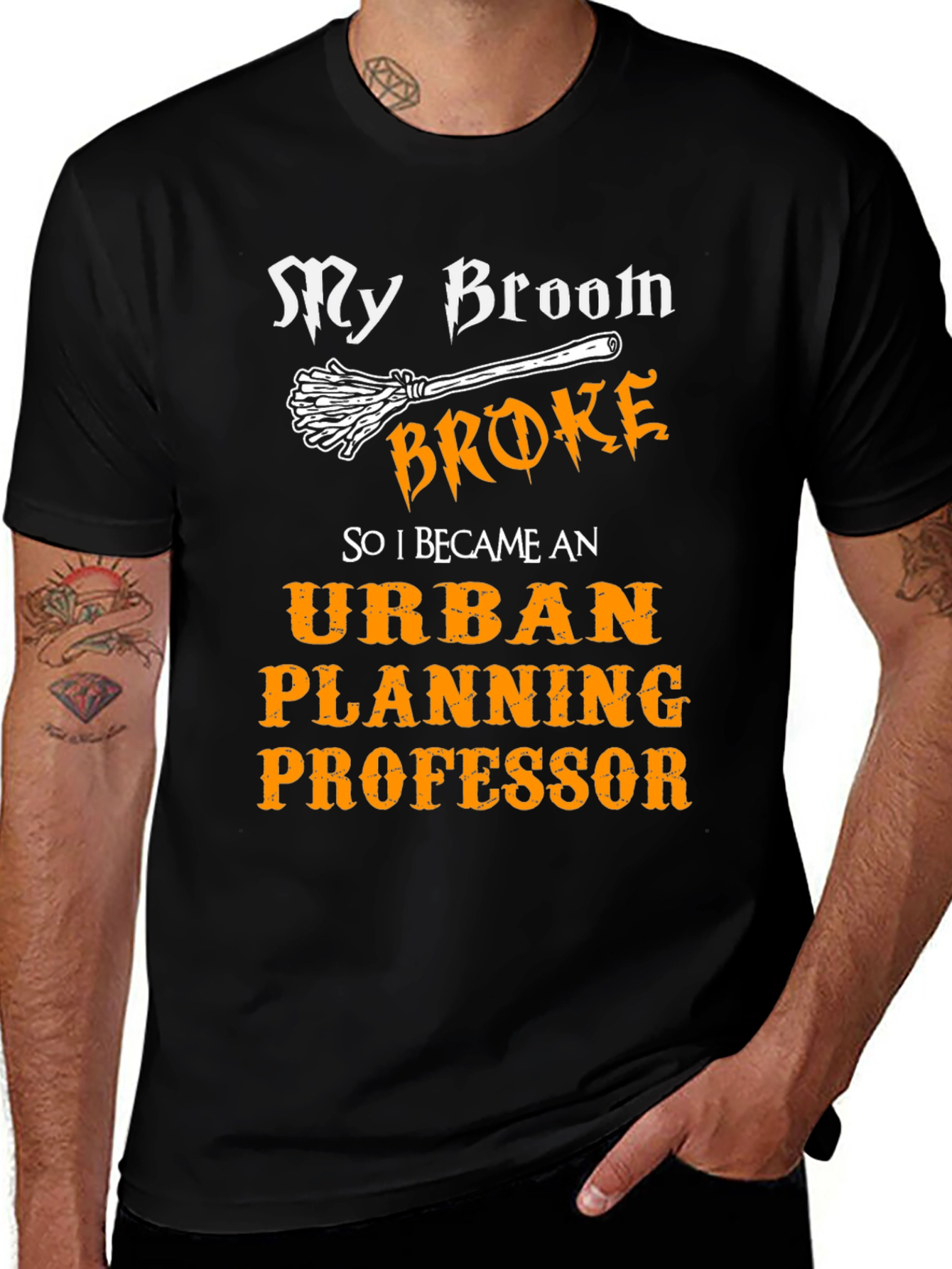 Urban Planning Professor T-Shirt - Broken Broom