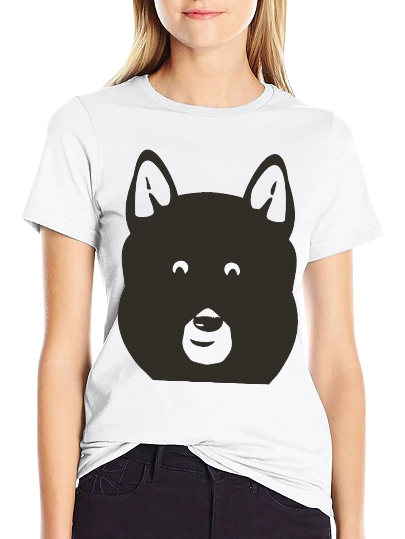 Cute Dog Graphic Black T-Shirt