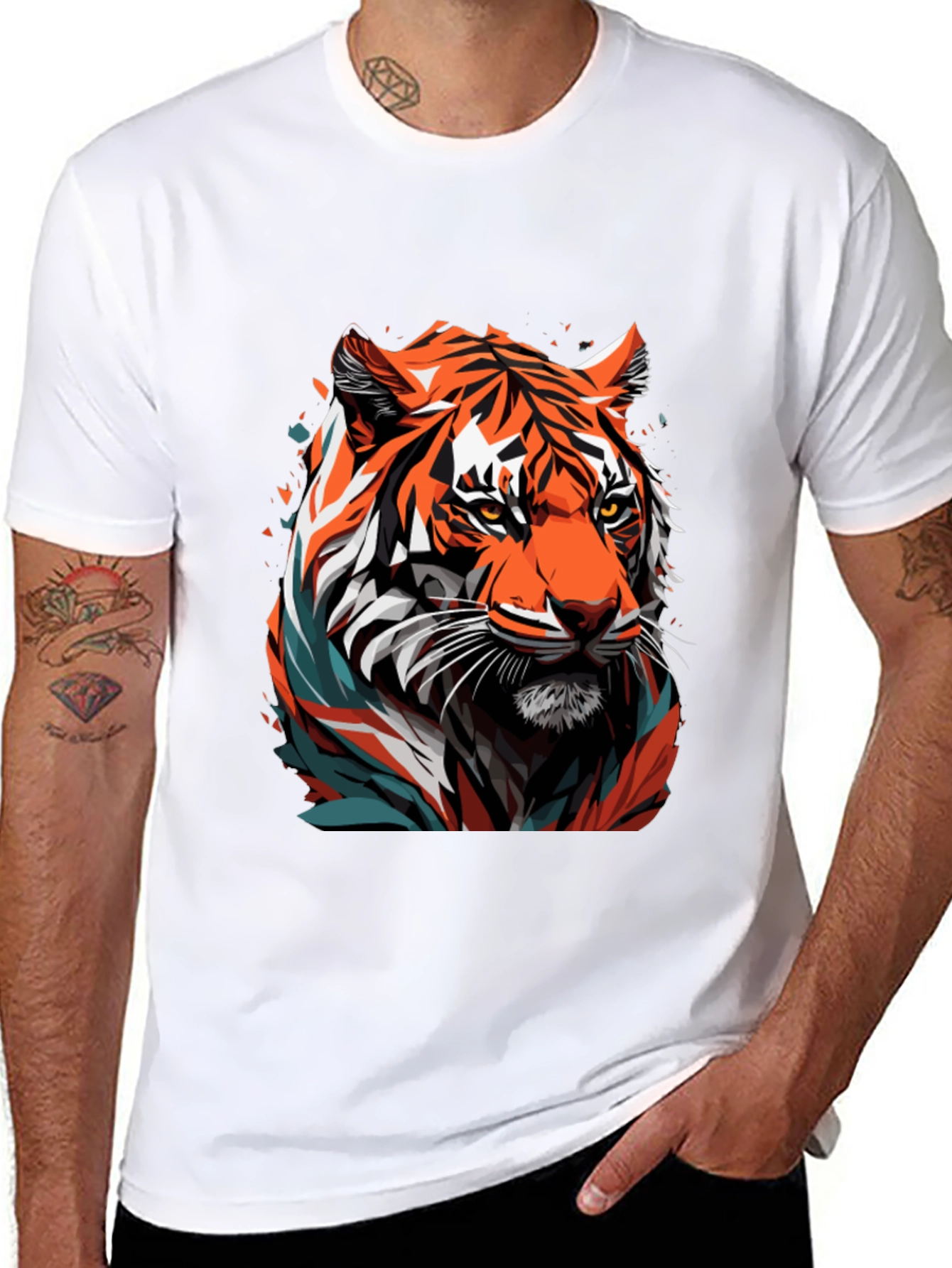 Bold Tiger Graphic Tee - Stylish Animal Print Shirt